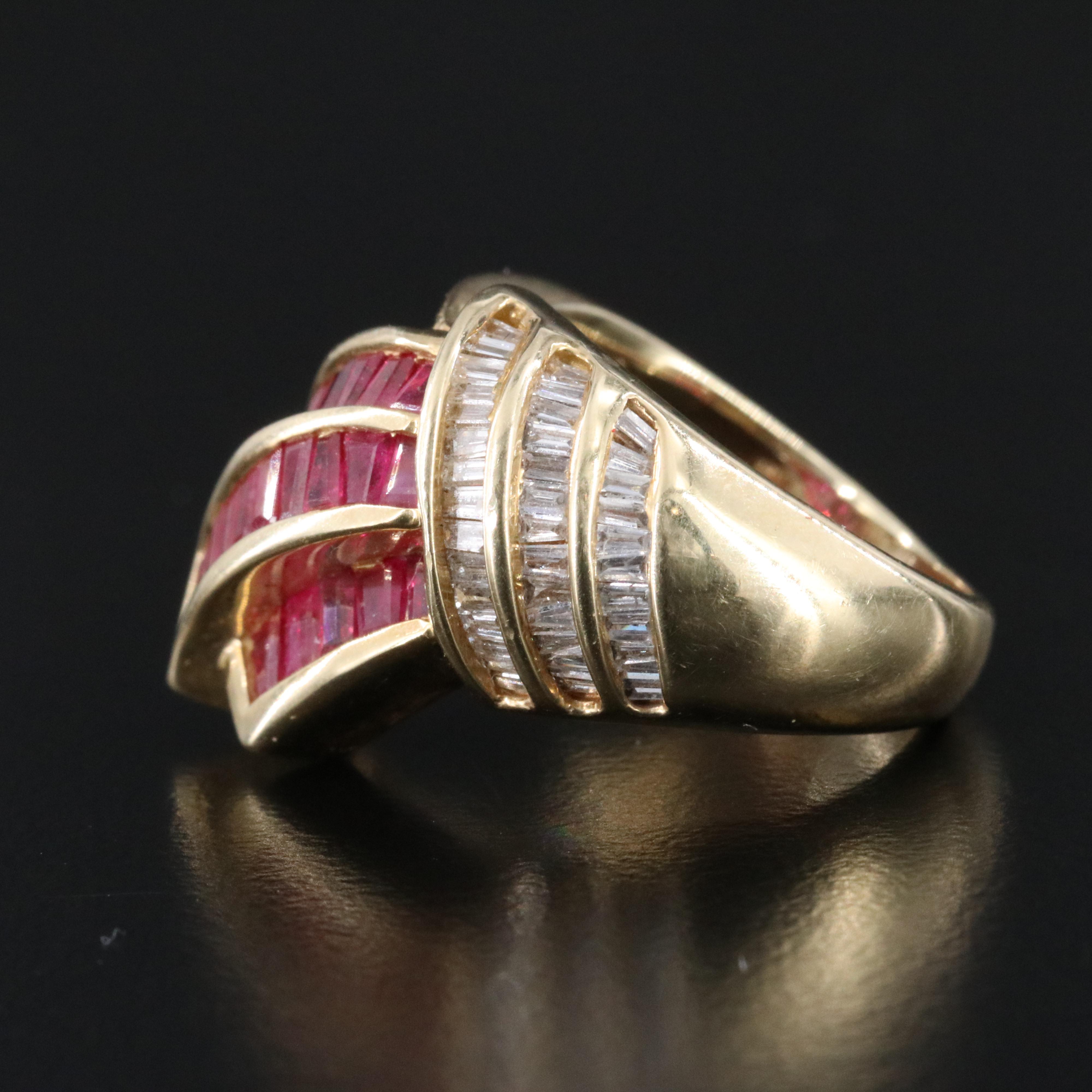 14K Ruby and Diamond Fan Ring