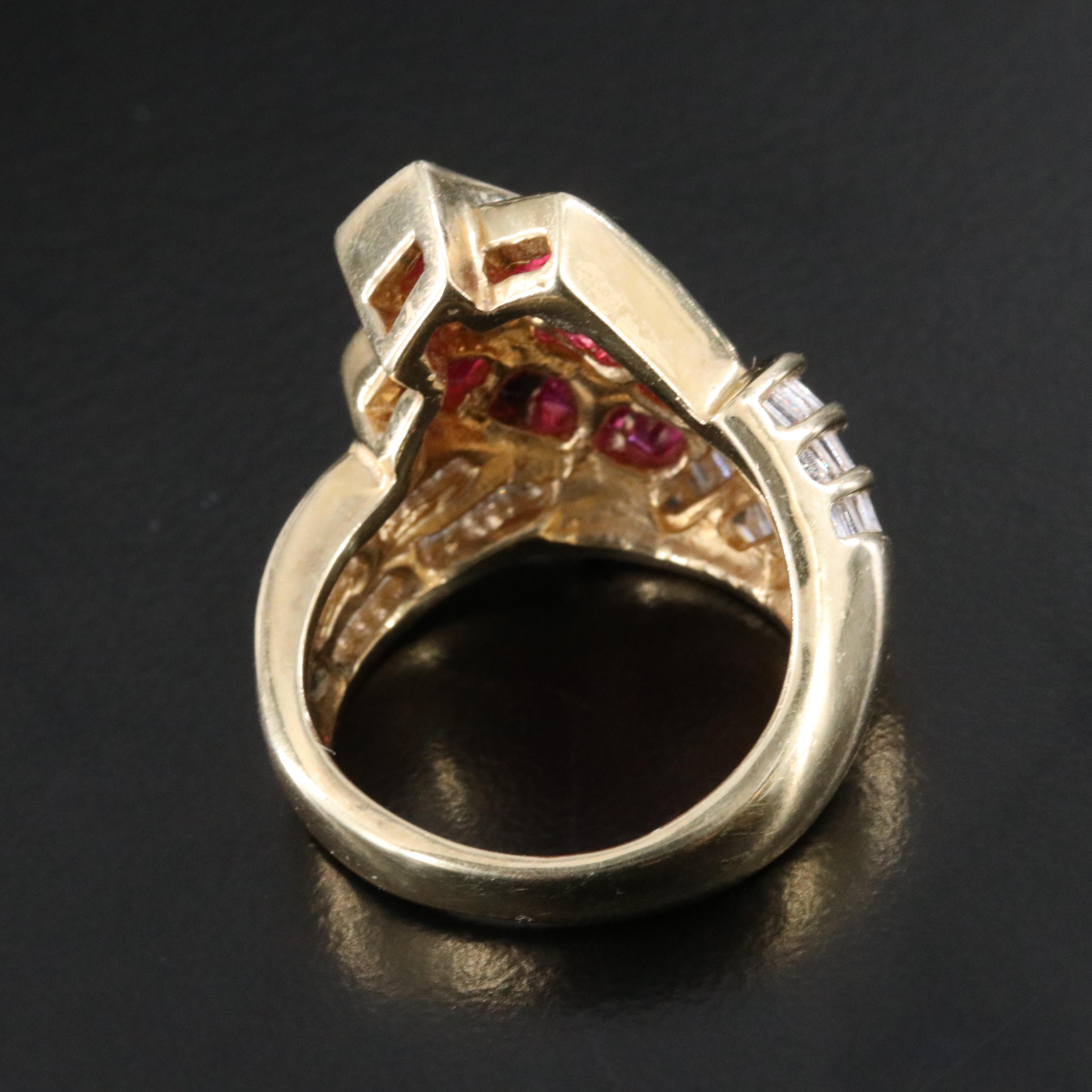 14K Ruby and Diamond Fan Ring