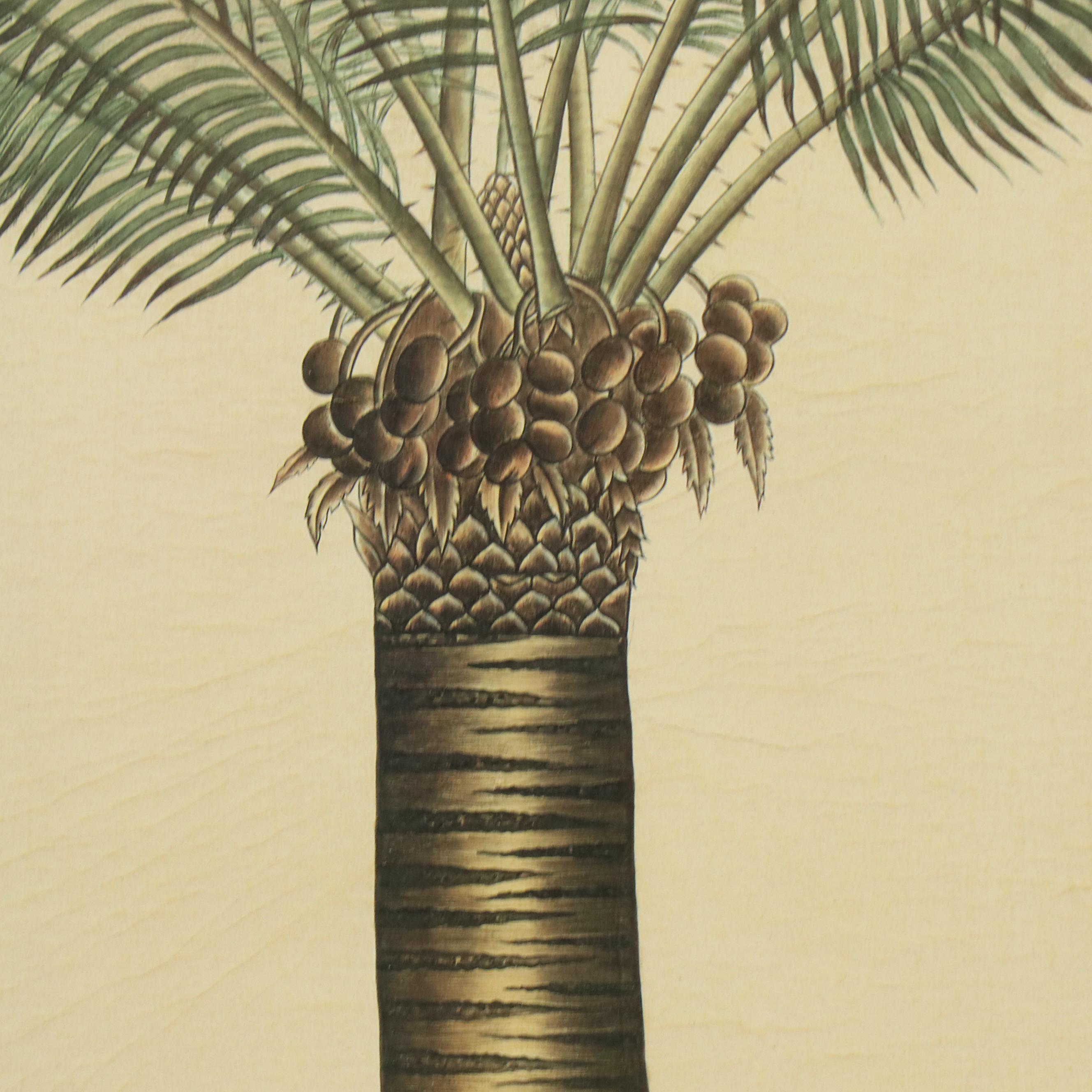 Offset Lithograph Diptych of Palm Trees in Ornate Pots, 21st Century