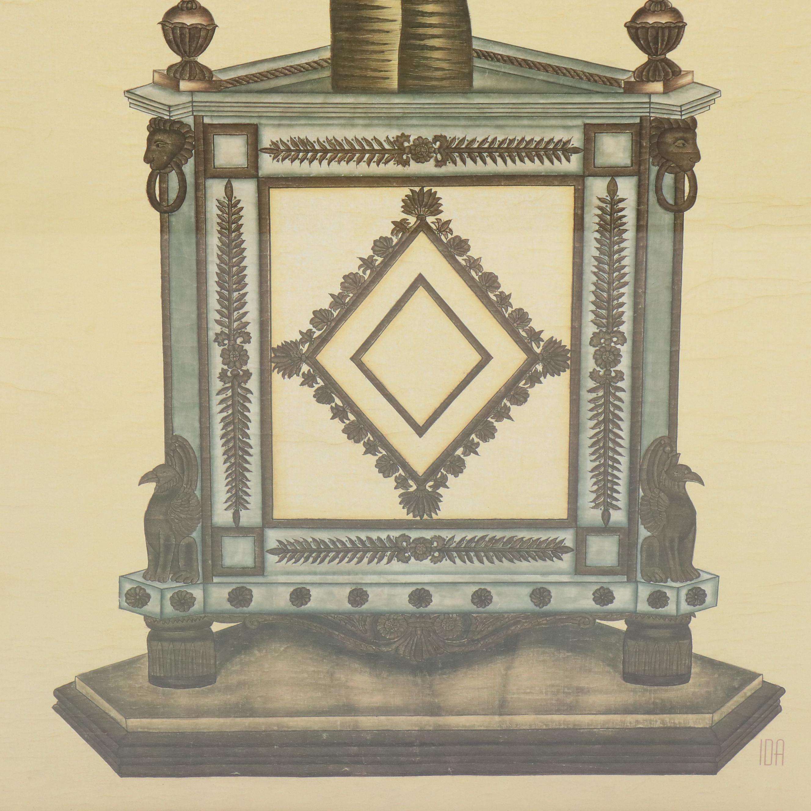 Offset Lithograph Diptych of Palm Trees in Ornate Pots, 21st Century