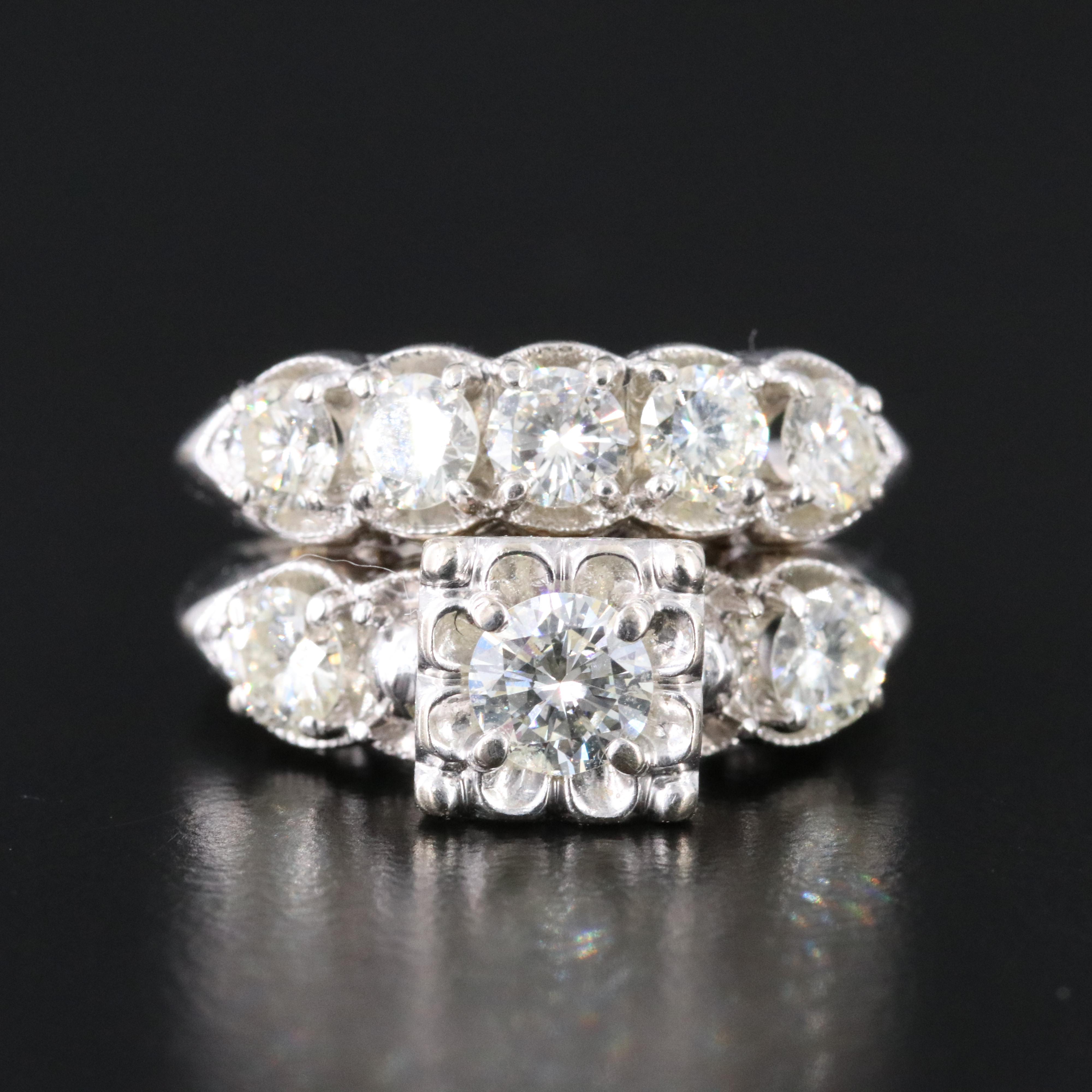 Vintage 14K 1.82 CTW Diamond Soldered Ring Set