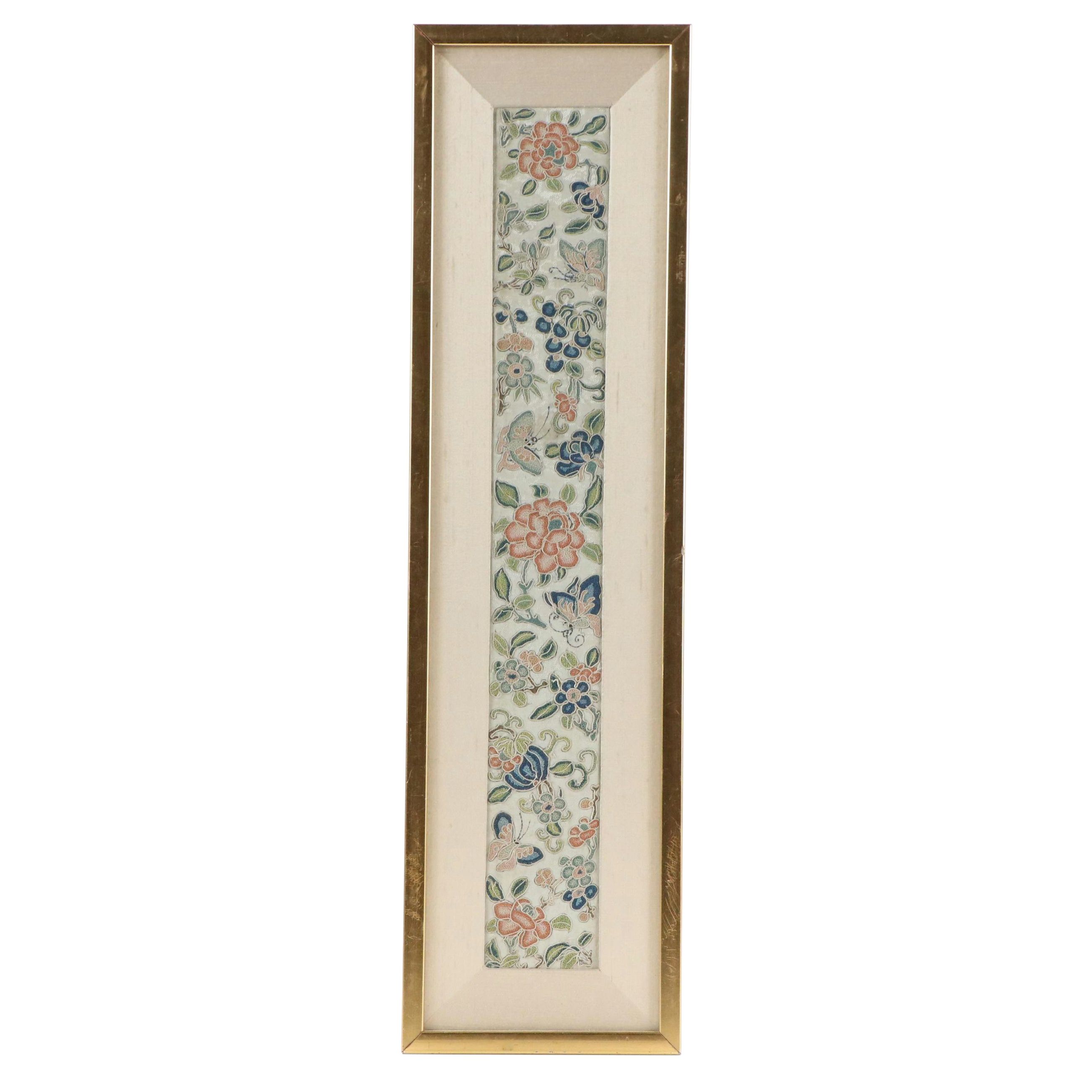 Handmade Butterfly and Peony Floral Embroidery Wall Hanging