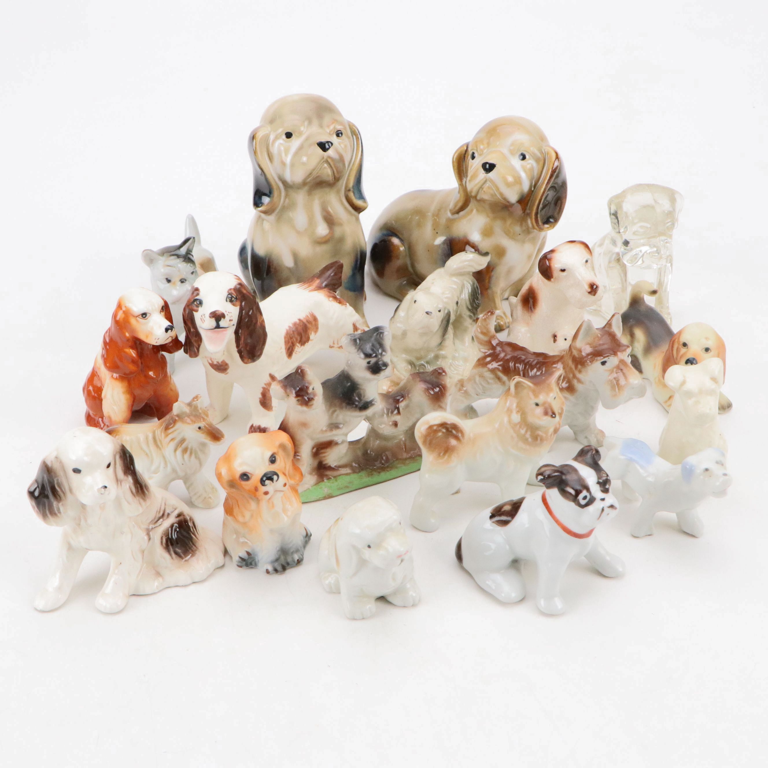 Lefton with Other Porcelain Dogs, Mid to Late 20th Century