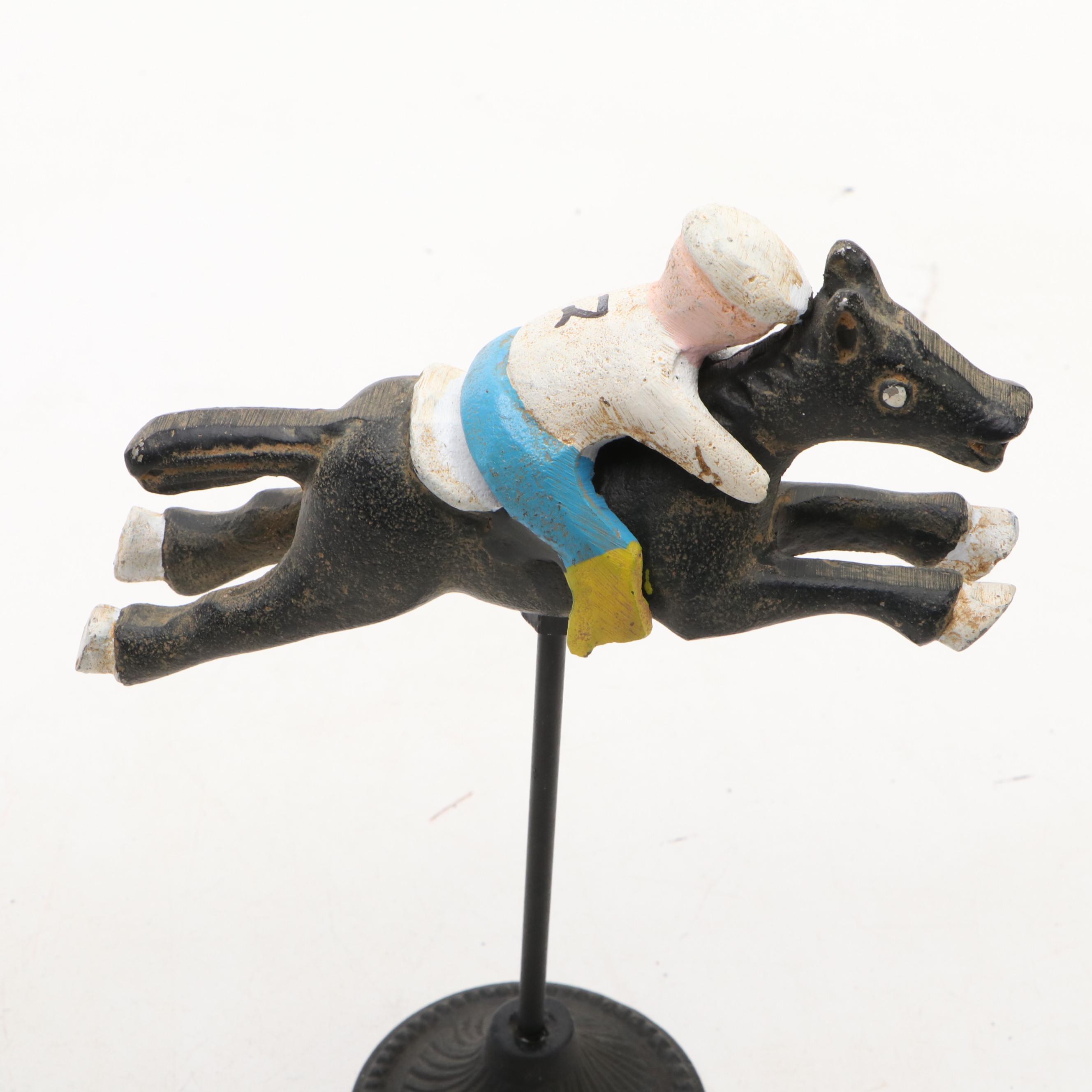 Indian Hand-Painted Iron Derby Horses and Jockeys