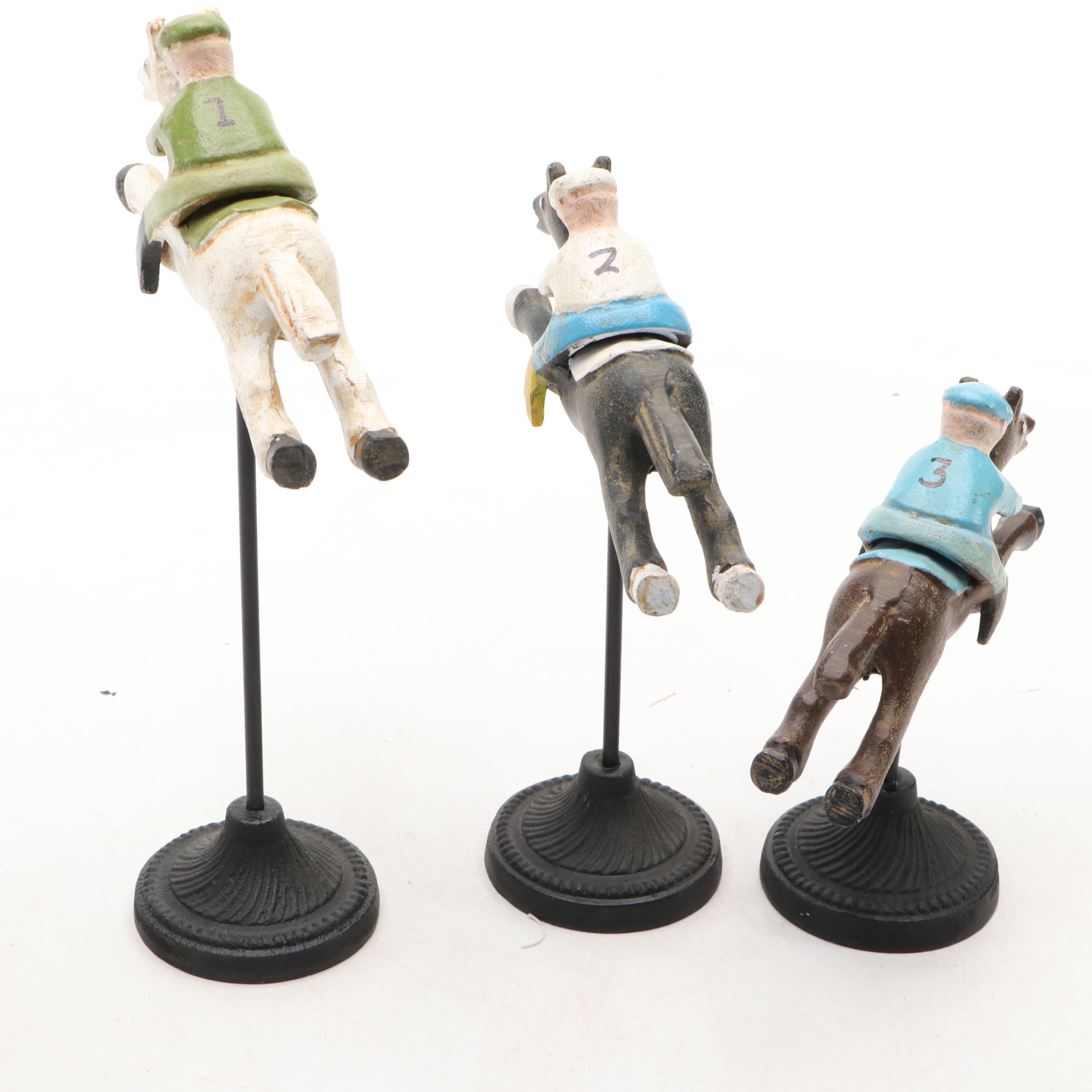 Indian Hand-Painted Iron Derby Horses and Jockeys