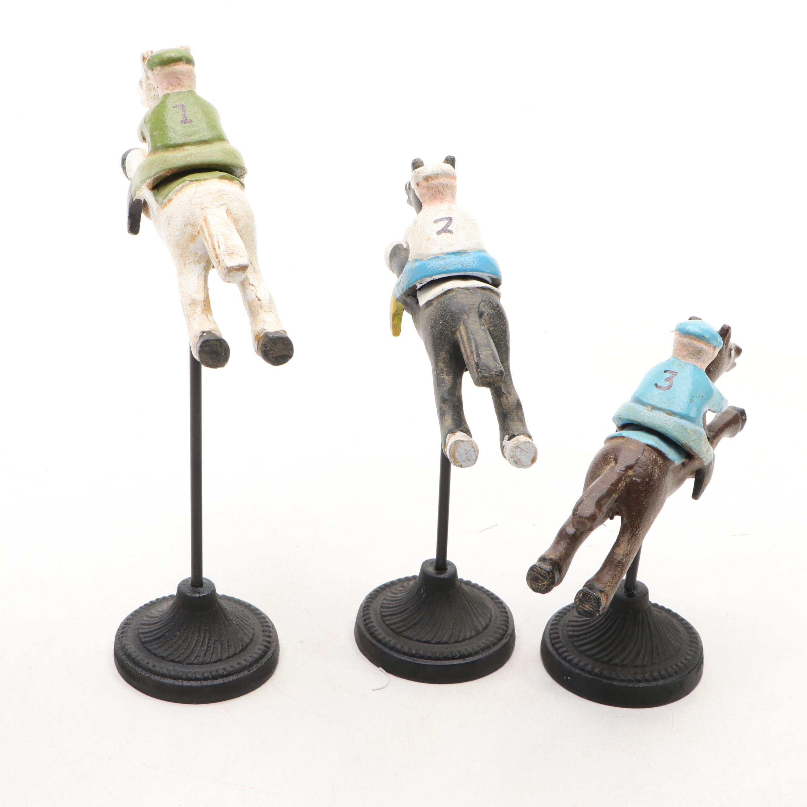 Indian Hand-Painted Iron Derby Horses and Jockeys