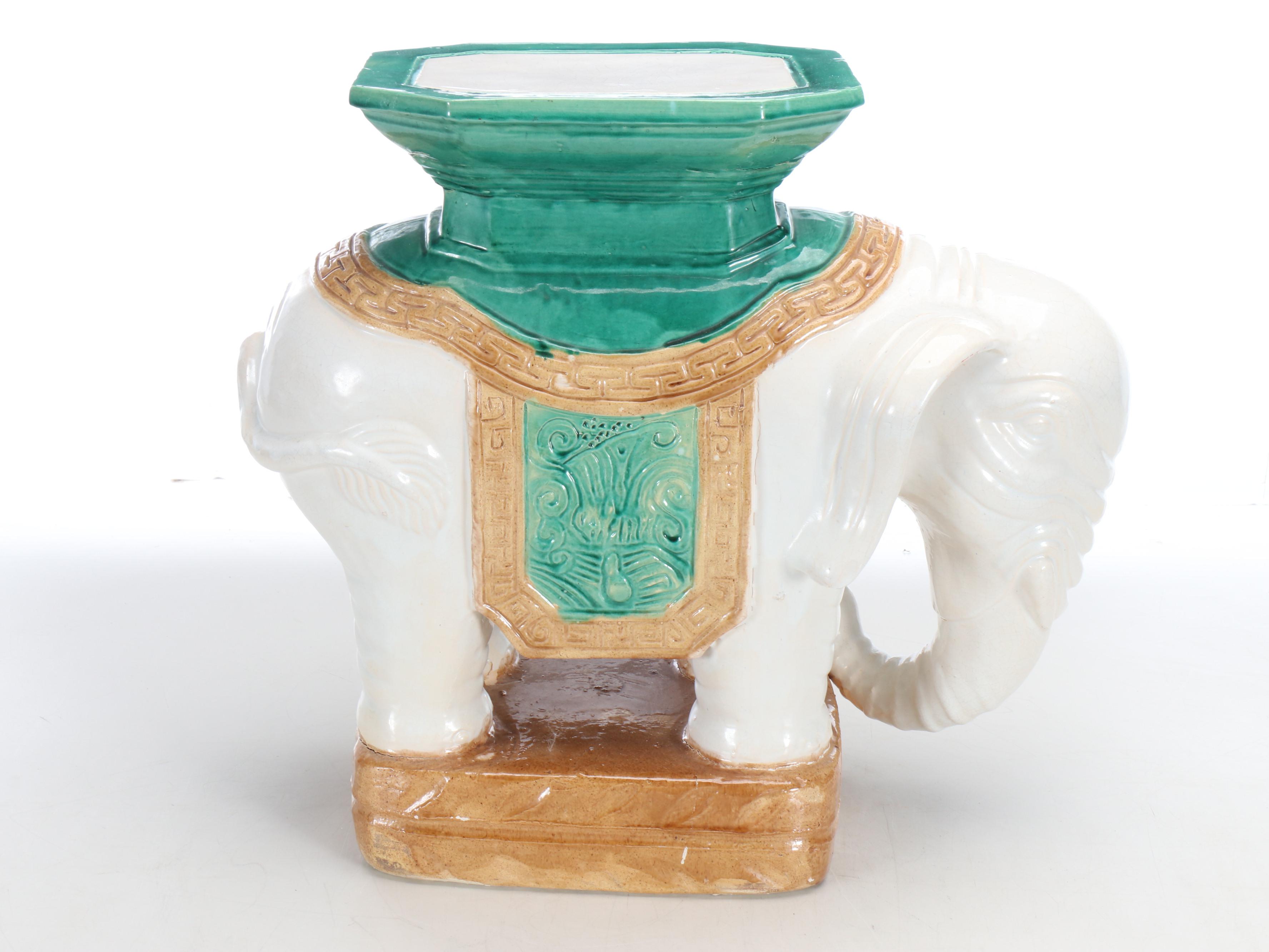 Chinese Style Ceramic Elephant Garden Stool