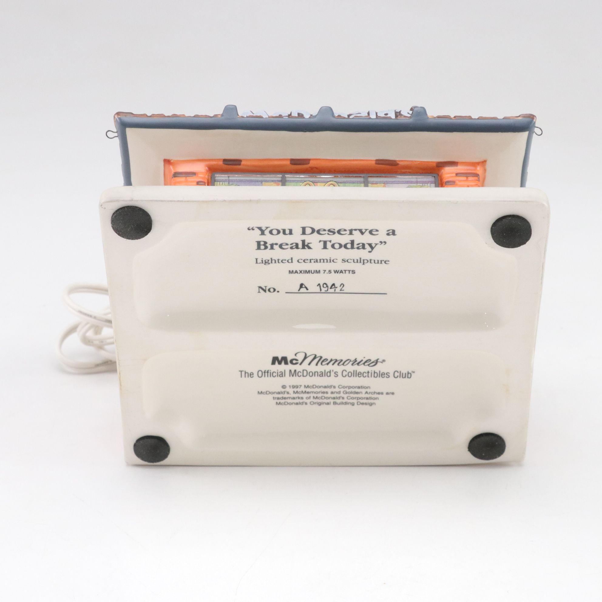 McDonald's Ceramic Illuminated Miniature Restaurant and Ertl Diecast Vehicle