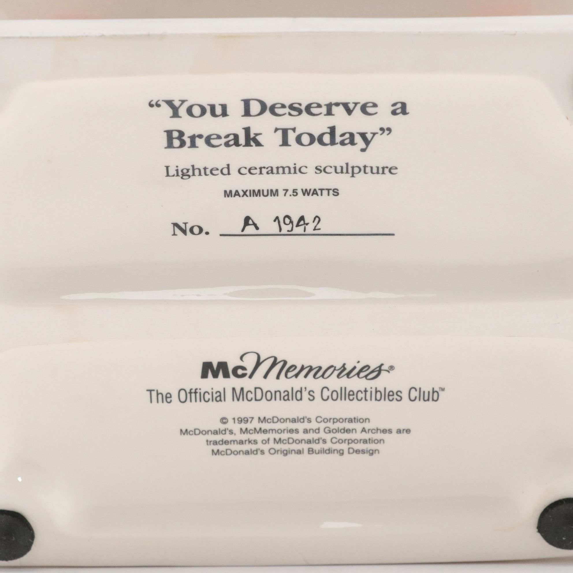 McDonald's Ceramic Illuminated Miniature Restaurant and Ertl Diecast Vehicle