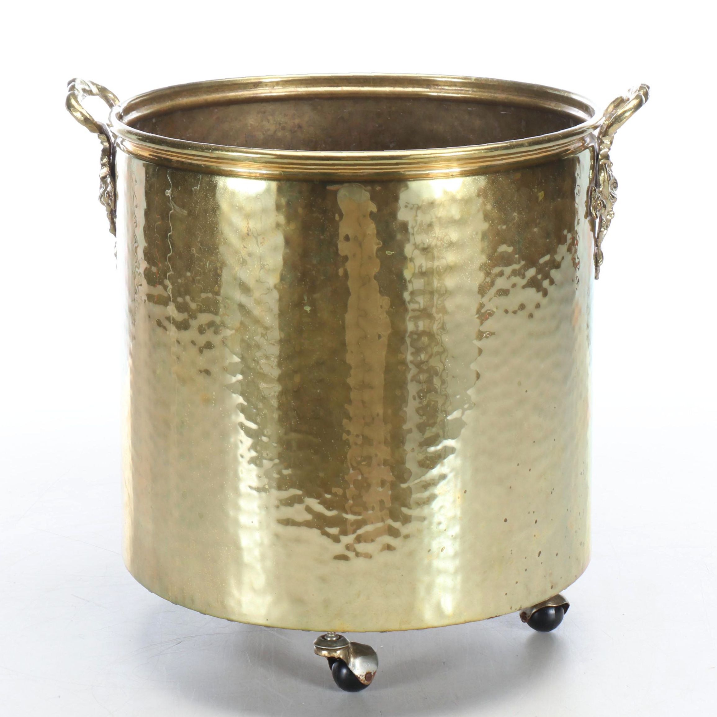 Solid Brass Handled Planter with Wheeled Base