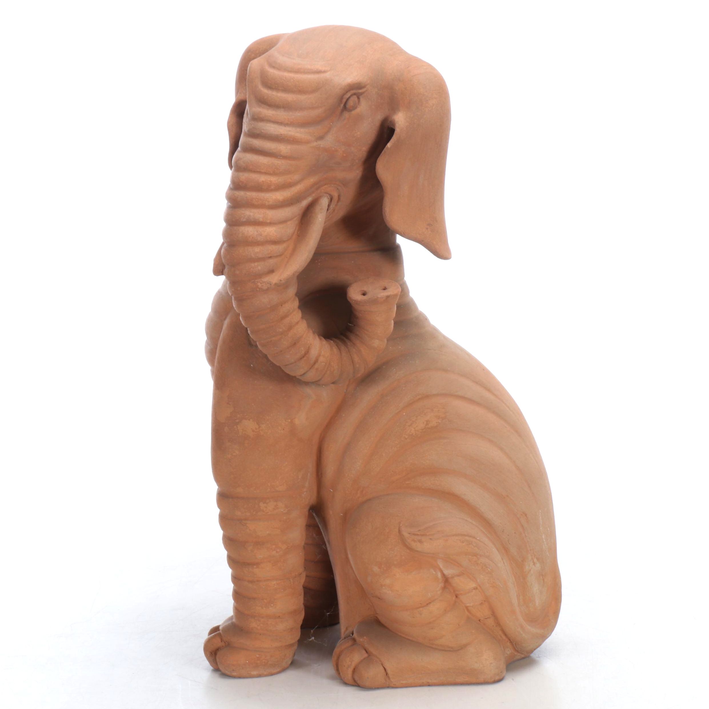 Terracotta Elephant Garden Statue