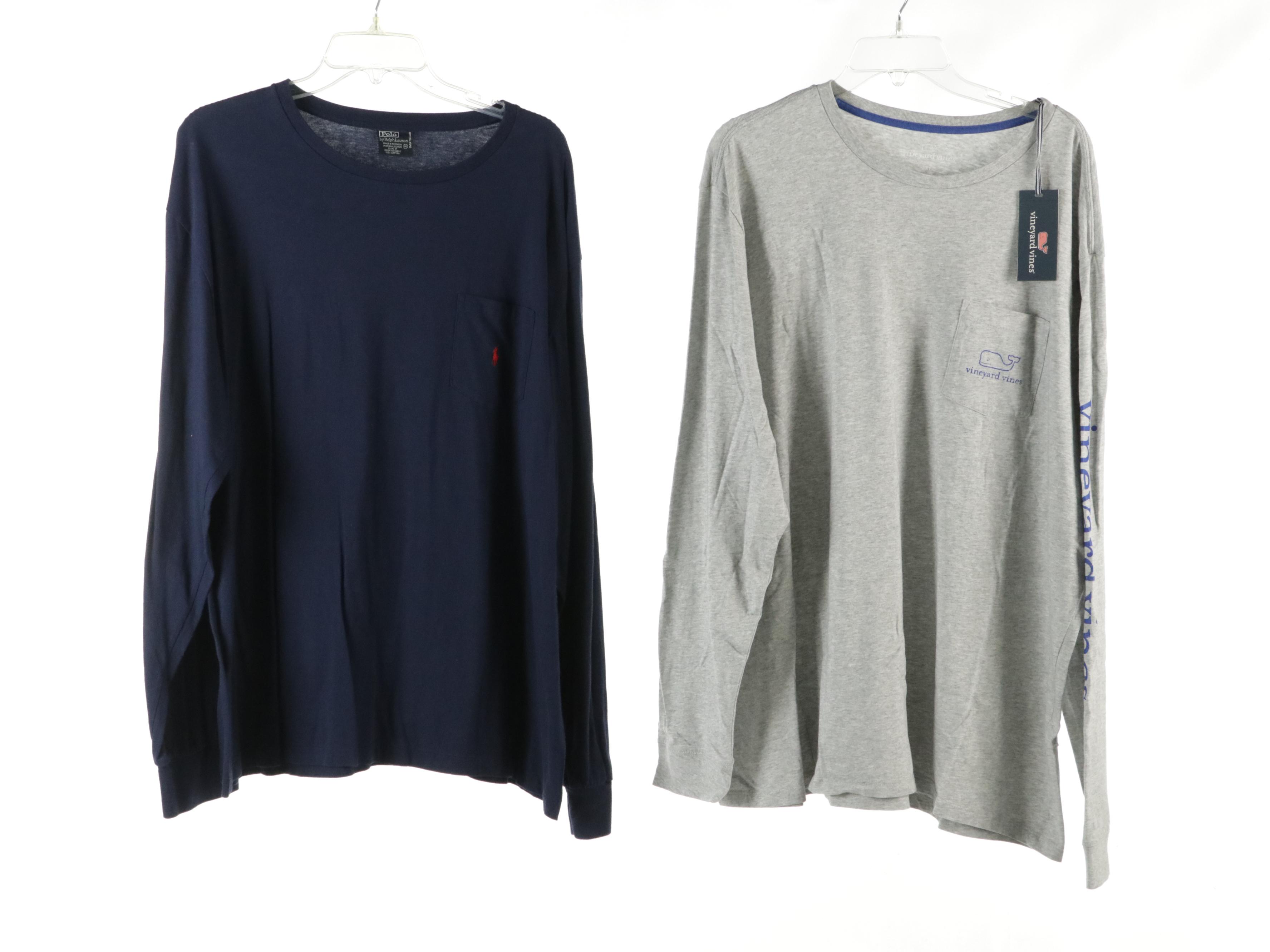 Men's Long Sleeve Cotton Shirts Featuring Vineyard Vines and Polo Ralph Lauren