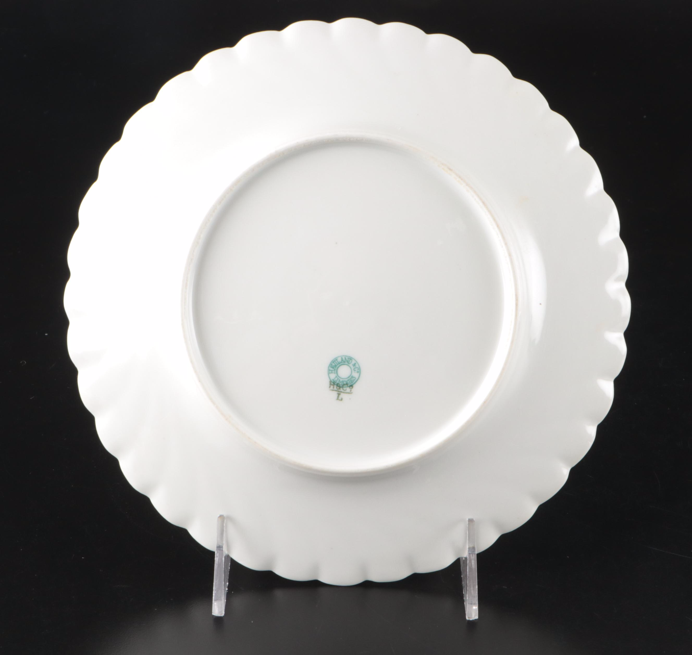 French Haviland Limoges Porcelain Butterfly Plate and Bowl