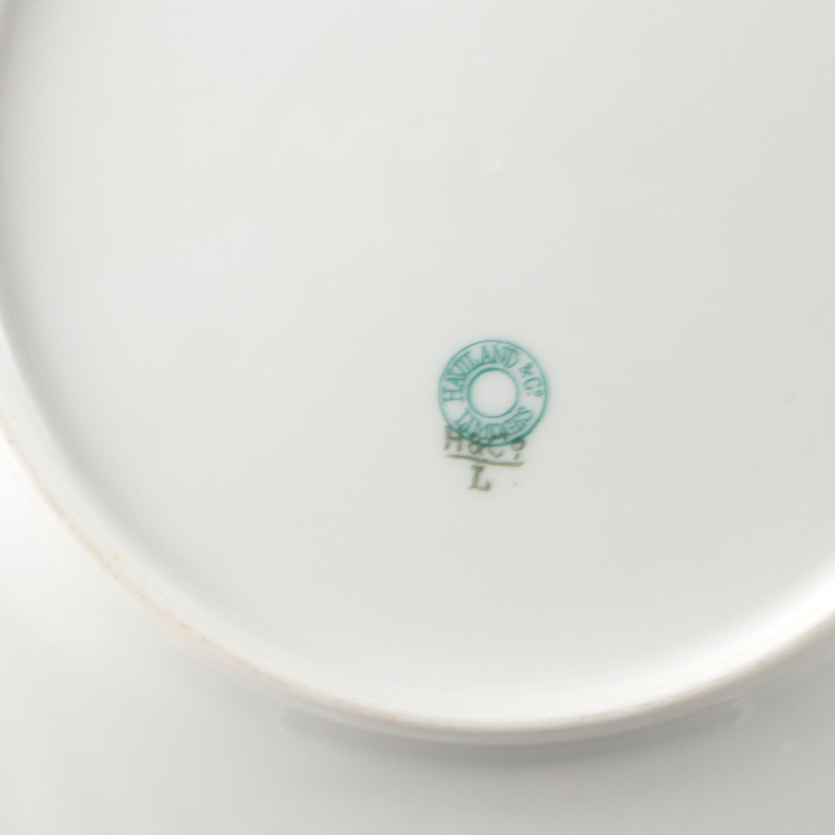 French Haviland Limoges Porcelain Butterfly Plate and Bowl