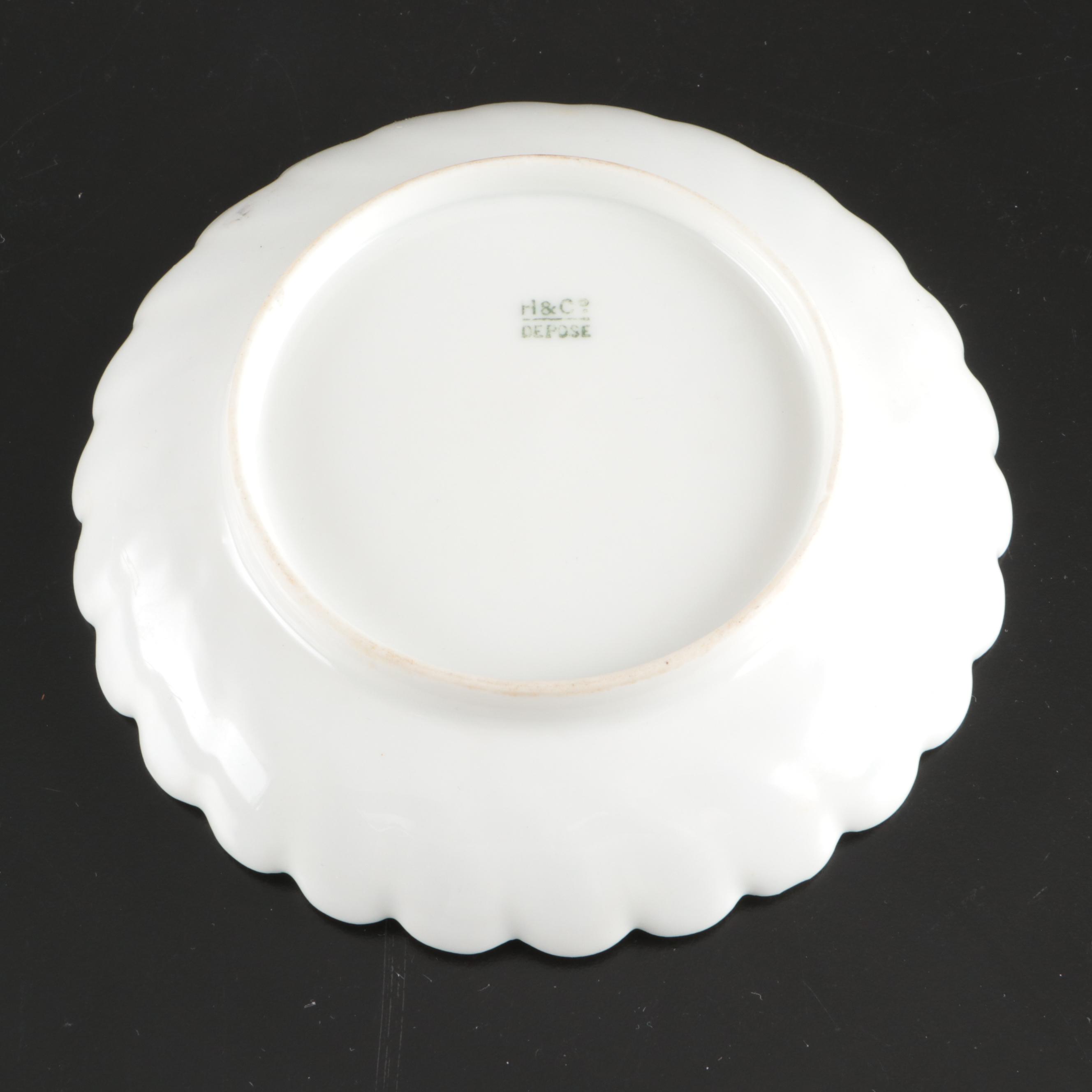 French Haviland Limoges Porcelain Butterfly Plate and Bowl