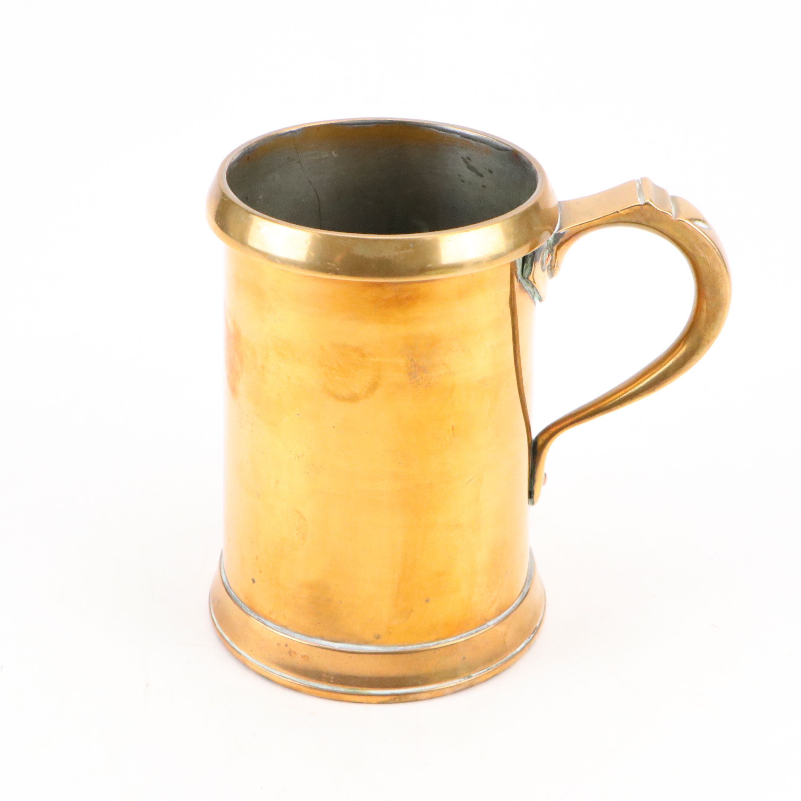 English Brass Finish Metal 1-Qt Beer Tankard