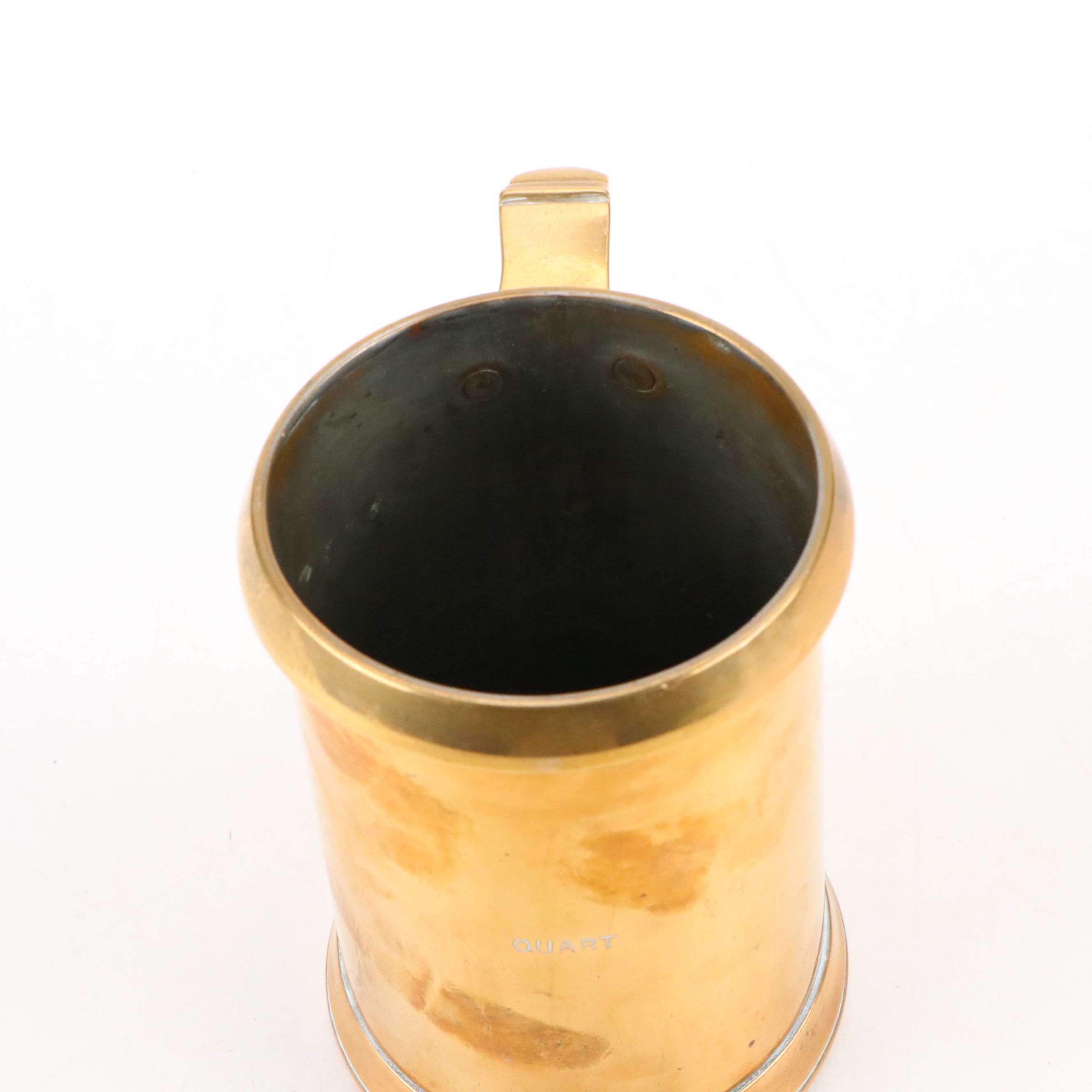 English Brass Finish Metal 1-Qt Beer Tankard