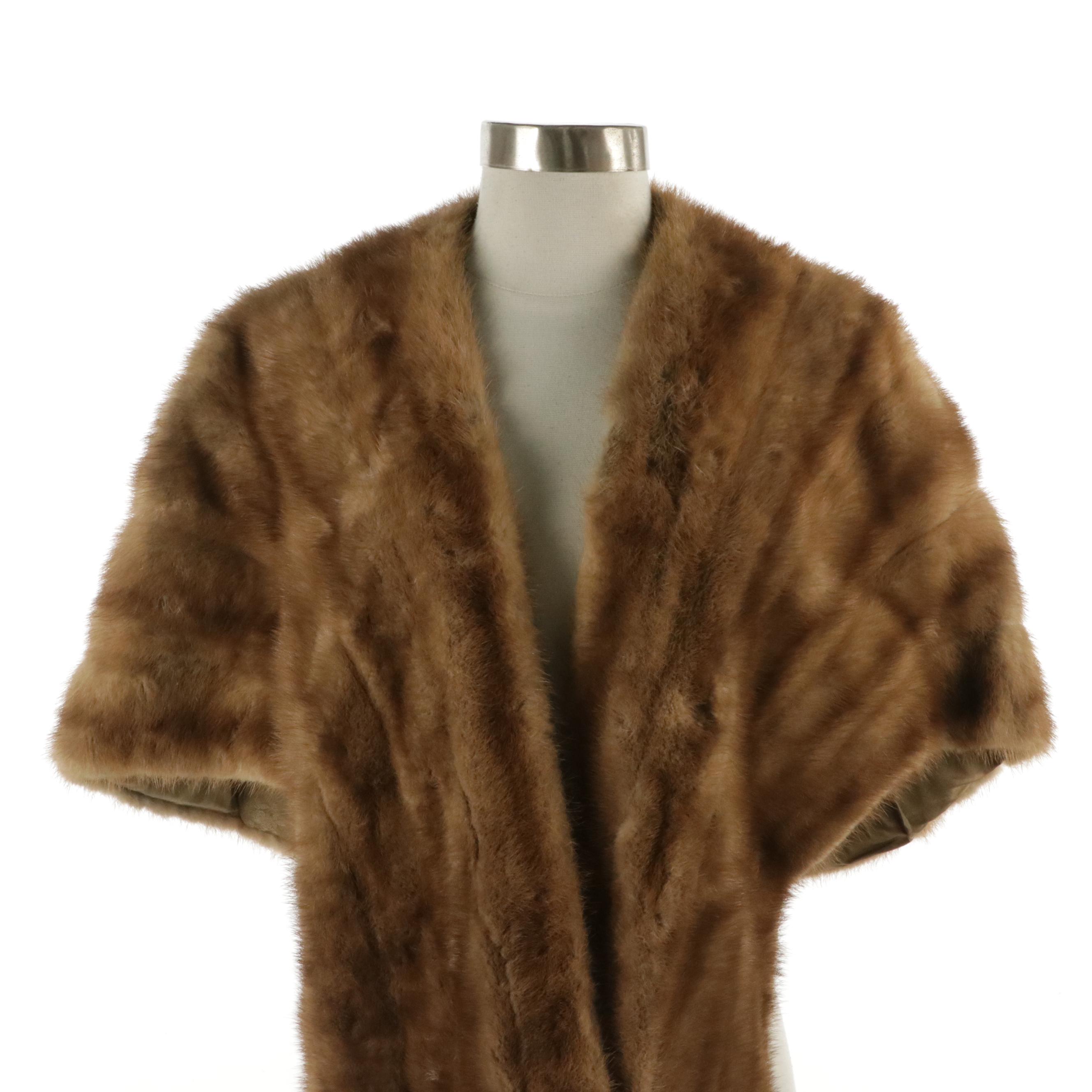 Pastel Mink Fur Stole, Mid-20th Century
