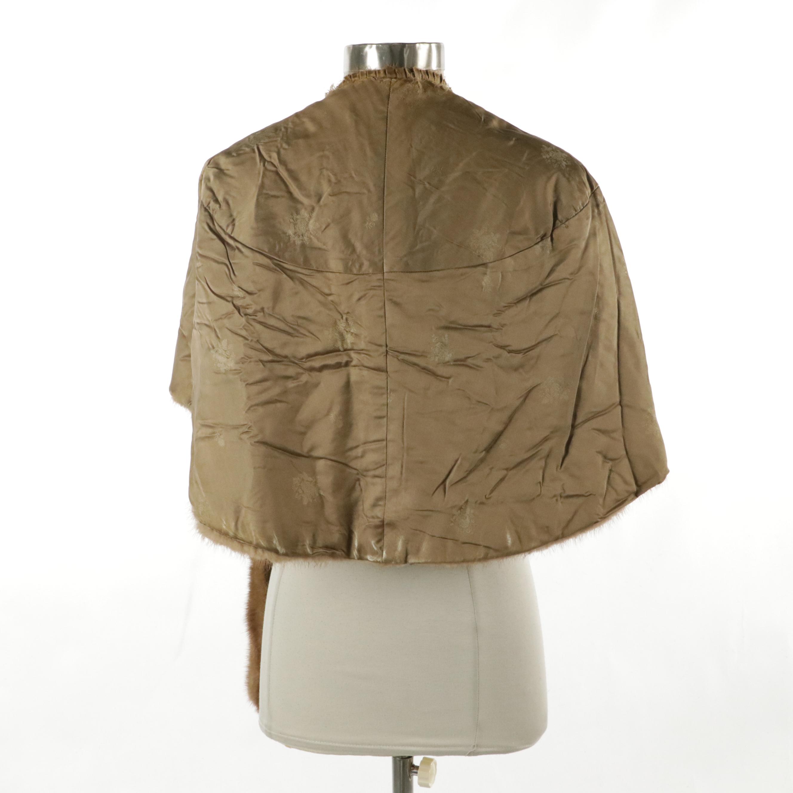 Pastel Mink Fur Stole, Mid-20th Century