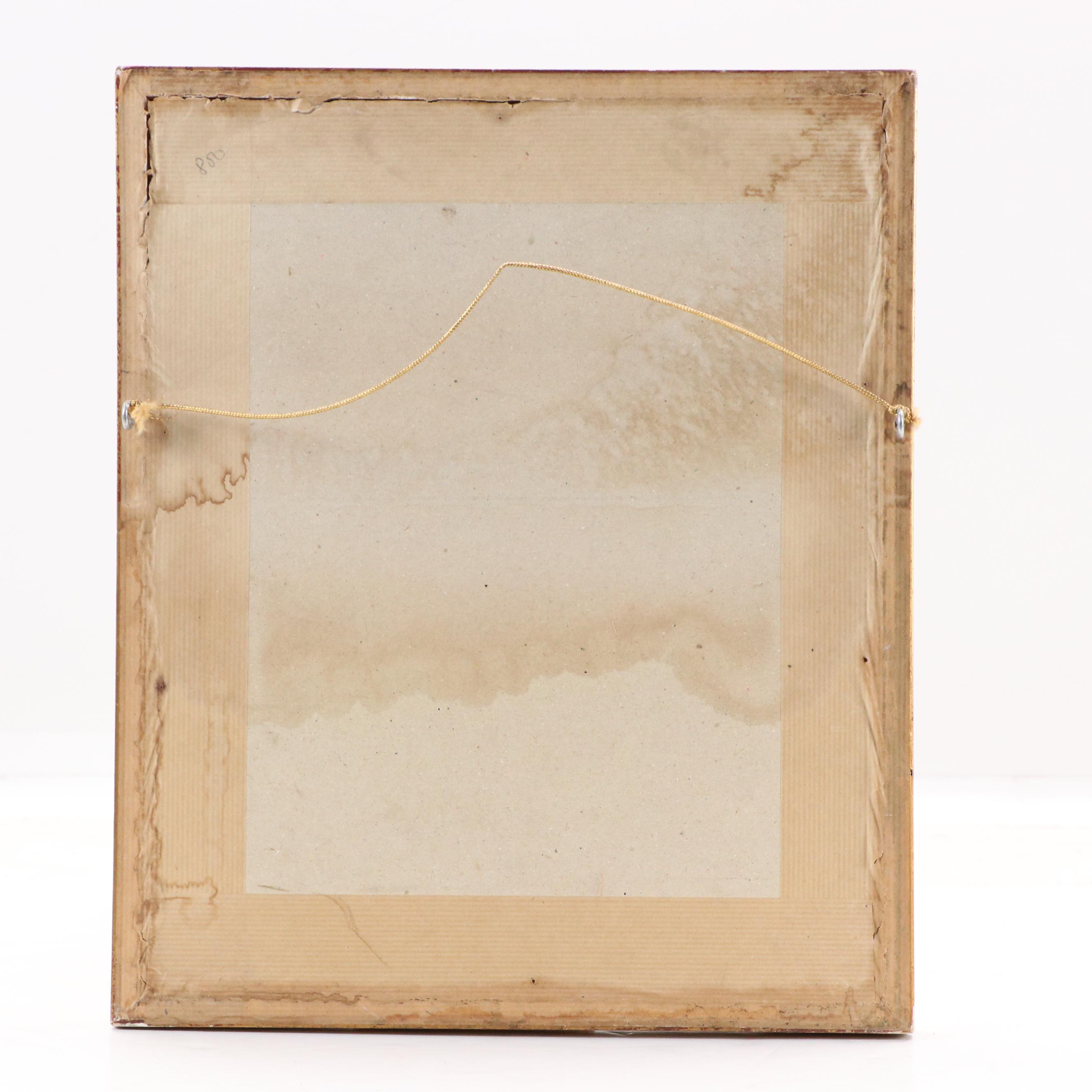 Ink and Wash Drawing of Ornamental Vase with Floral Details