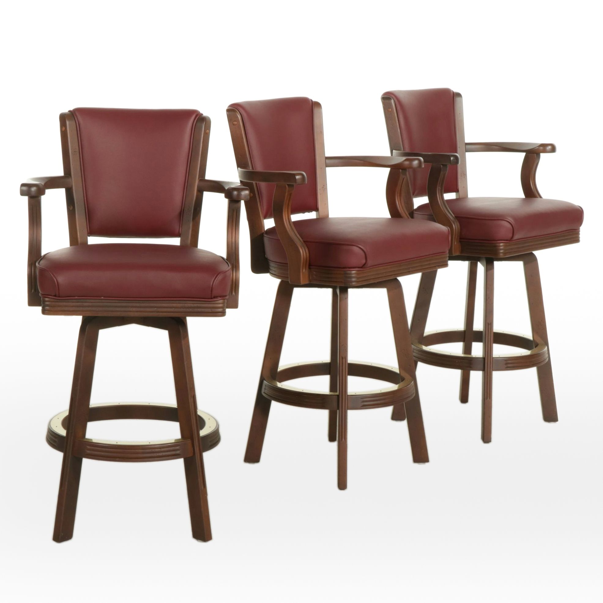 Three Mikhail Darafeev Maple Barstools with Faux Leather Upholstery