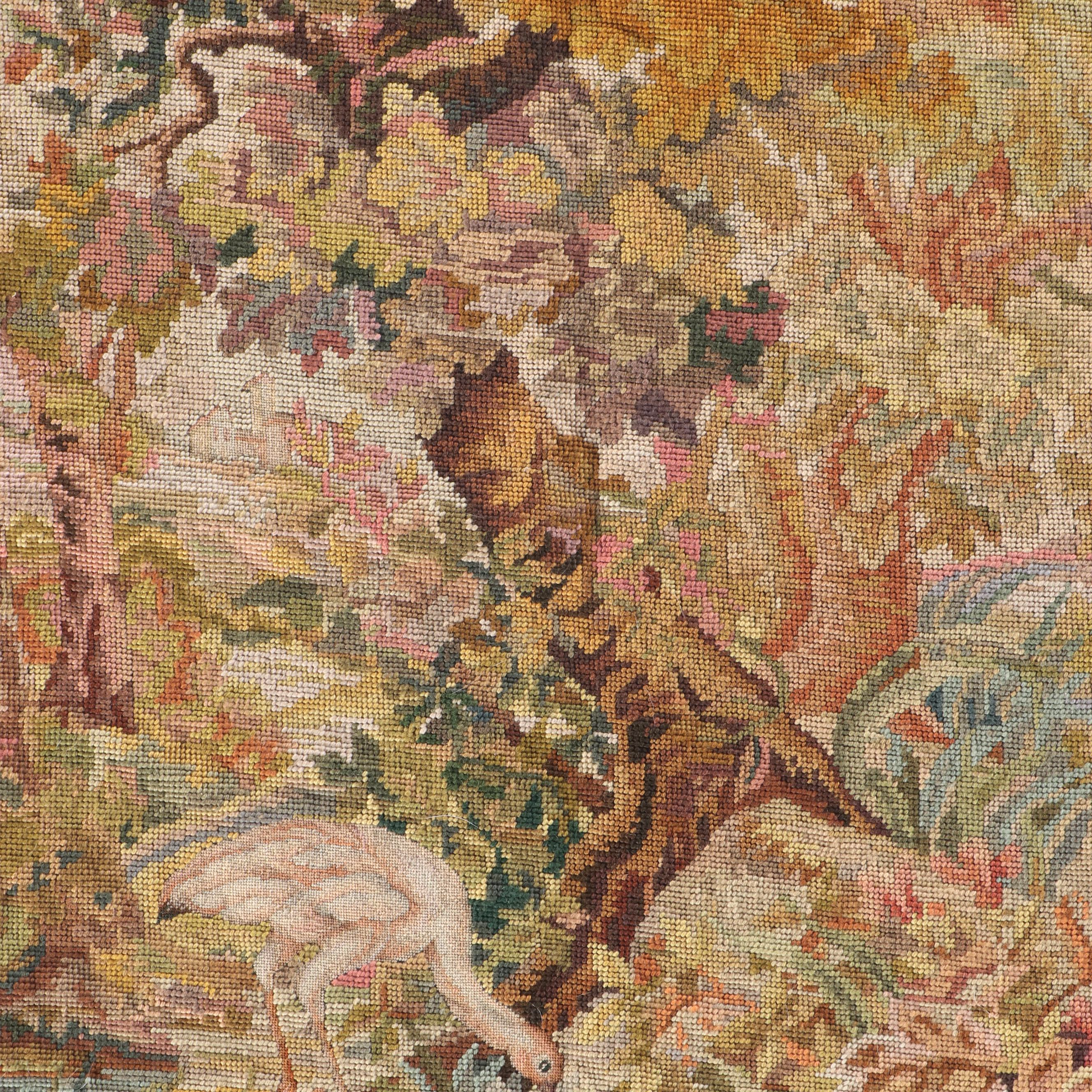 Needlepoint French Verdure Landscape Panel, 20th Century