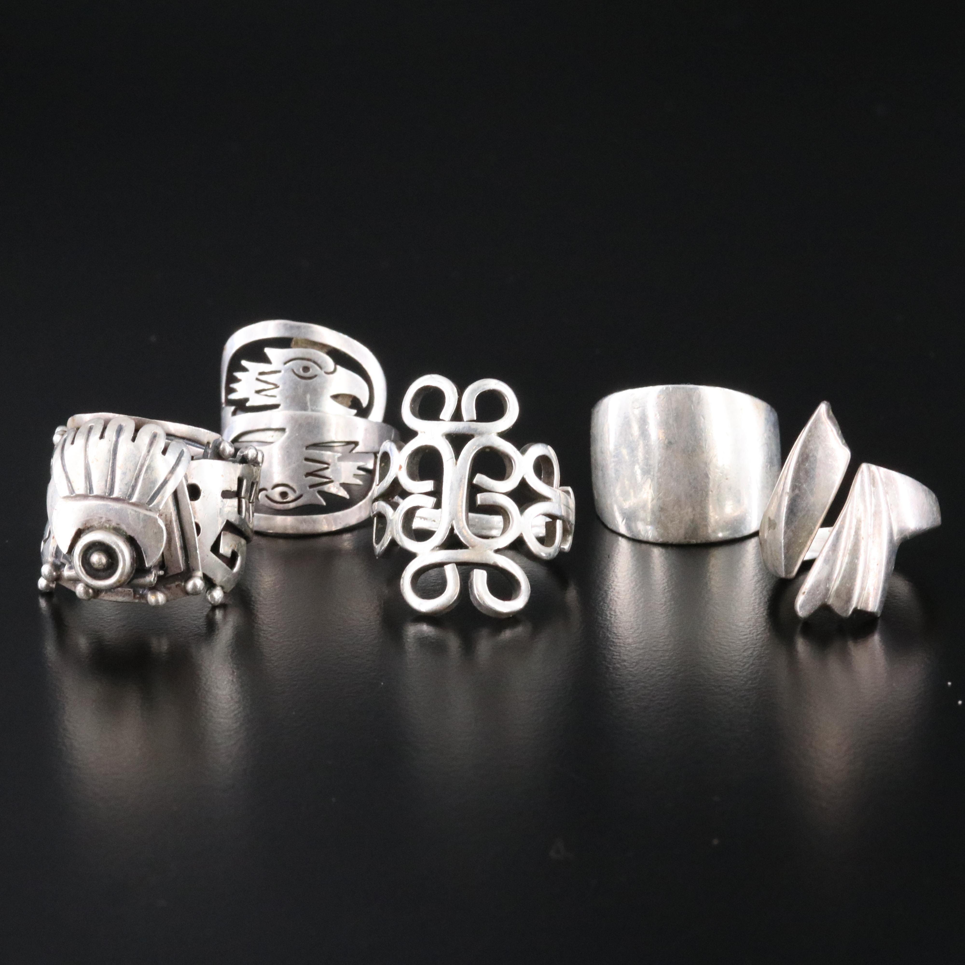 Mexican Sterling Jewelry Collection with Abalone, Sheen Obsidian and Turquoise