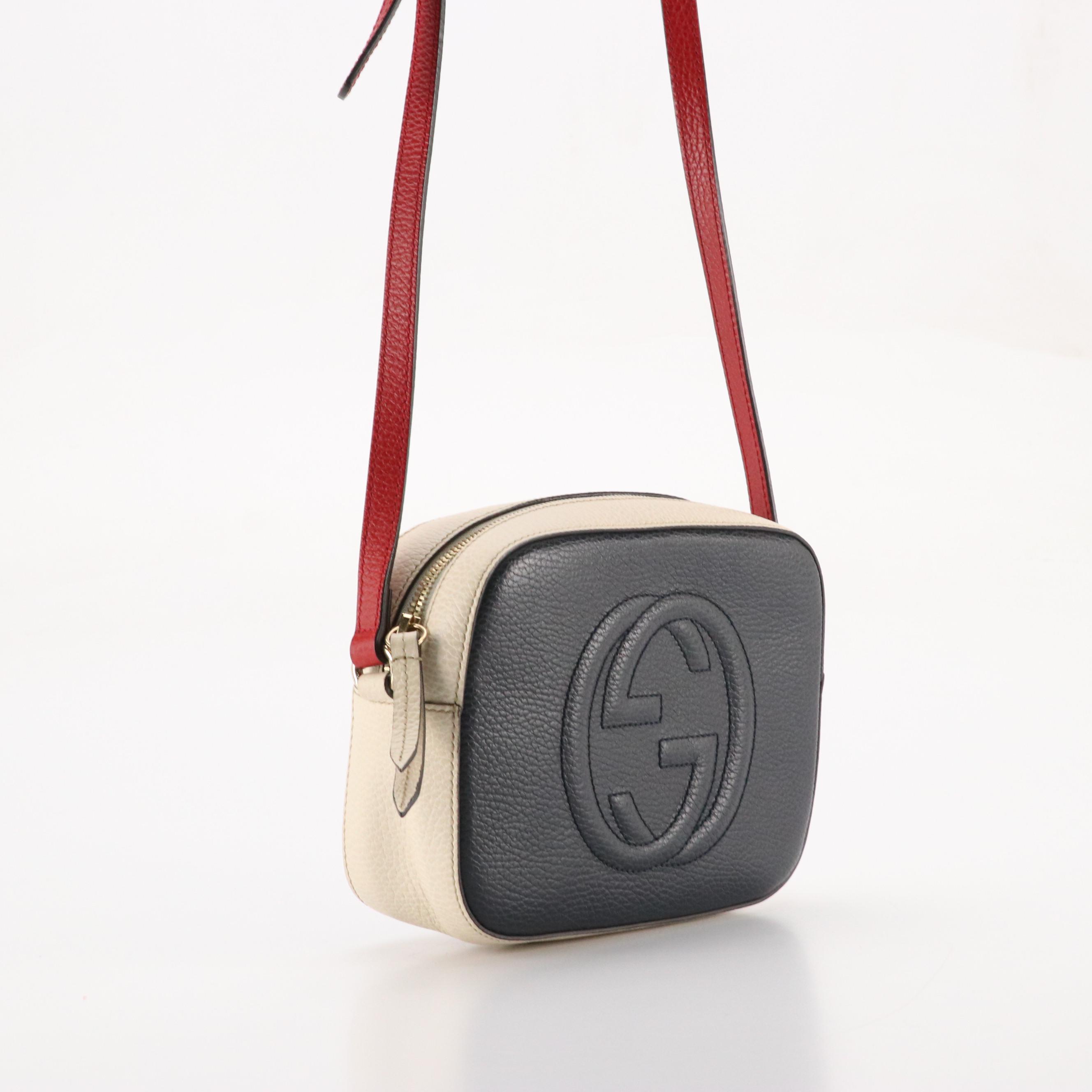Gucci Soho Disco Crossbody Bag in Red, White and Blue Grained Leather