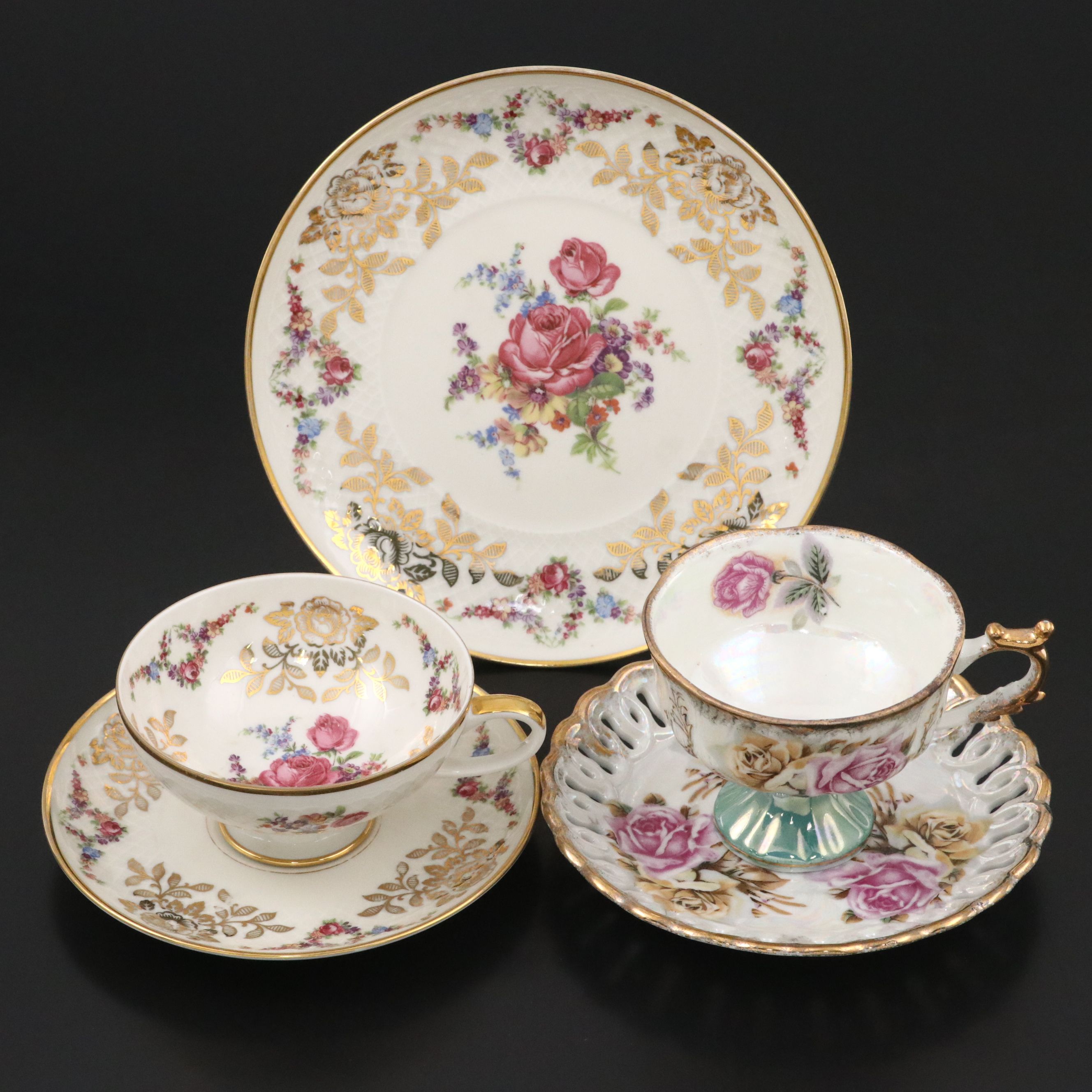 Vintage Iridescent Enesco Cup and Saucer with Eschenbach Dinnerware