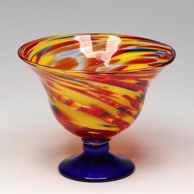 Contemporary Footed Art Glass Bowl Contemporary Footed Art Glass Bowl