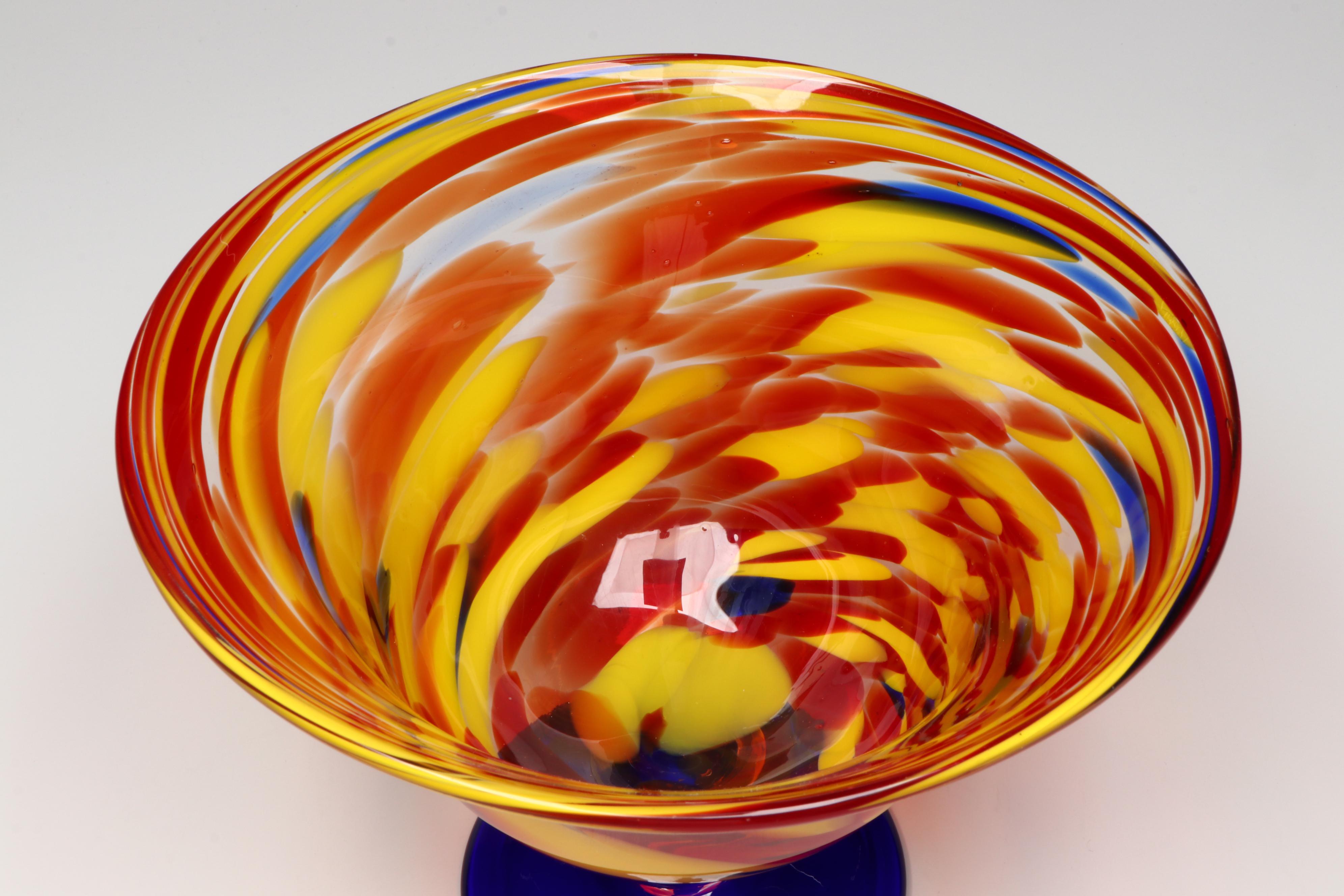 Contemporary Footed Art Glass Bowl