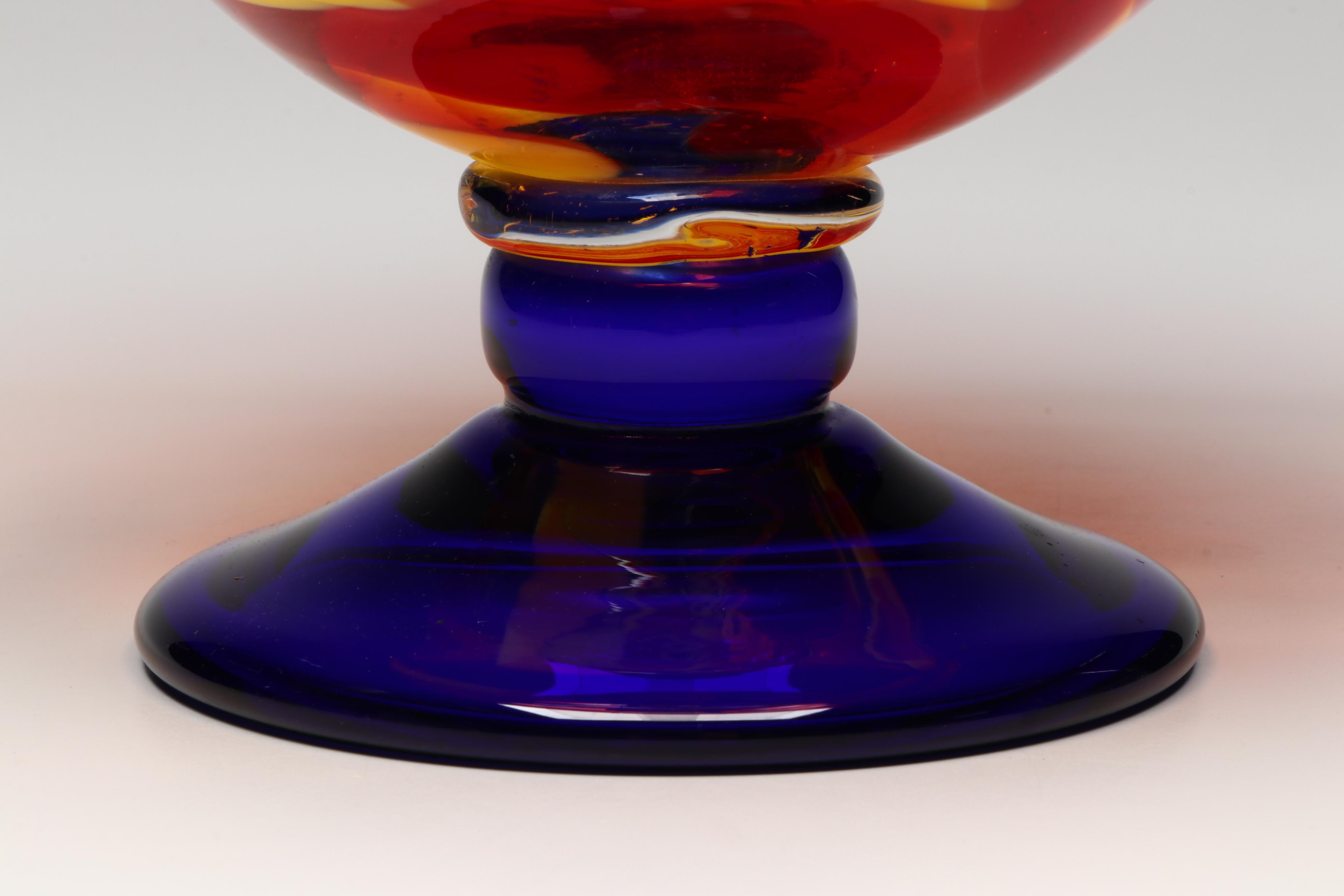 Contemporary Footed Art Glass Bowl
