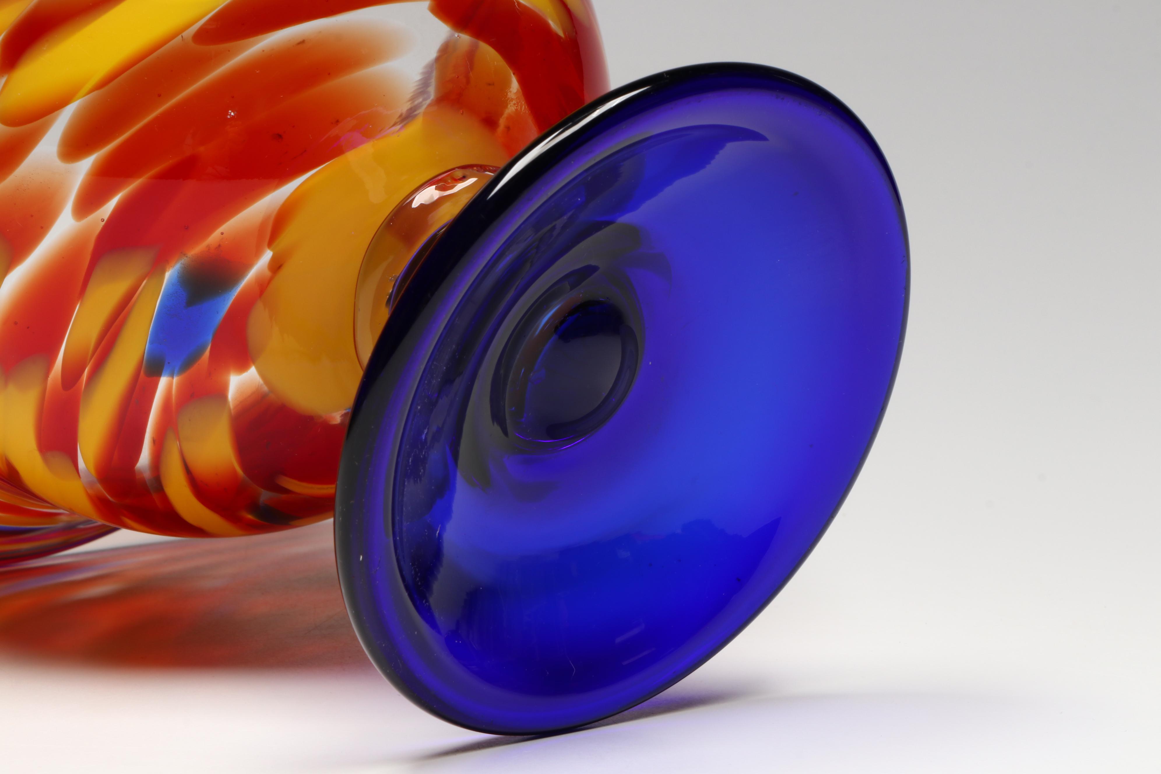 Contemporary Footed Art Glass Bowl