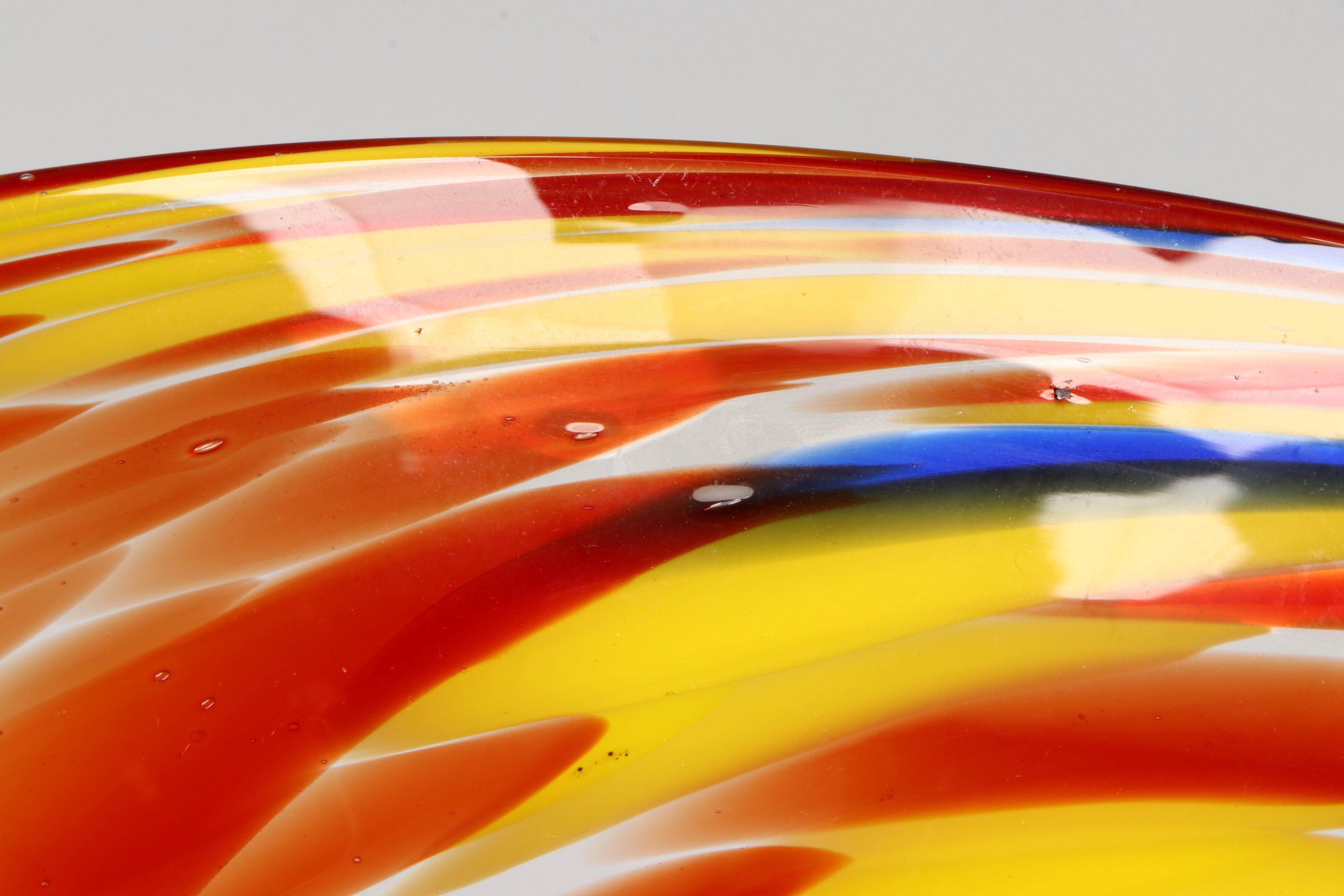 Contemporary Footed Art Glass Bowl