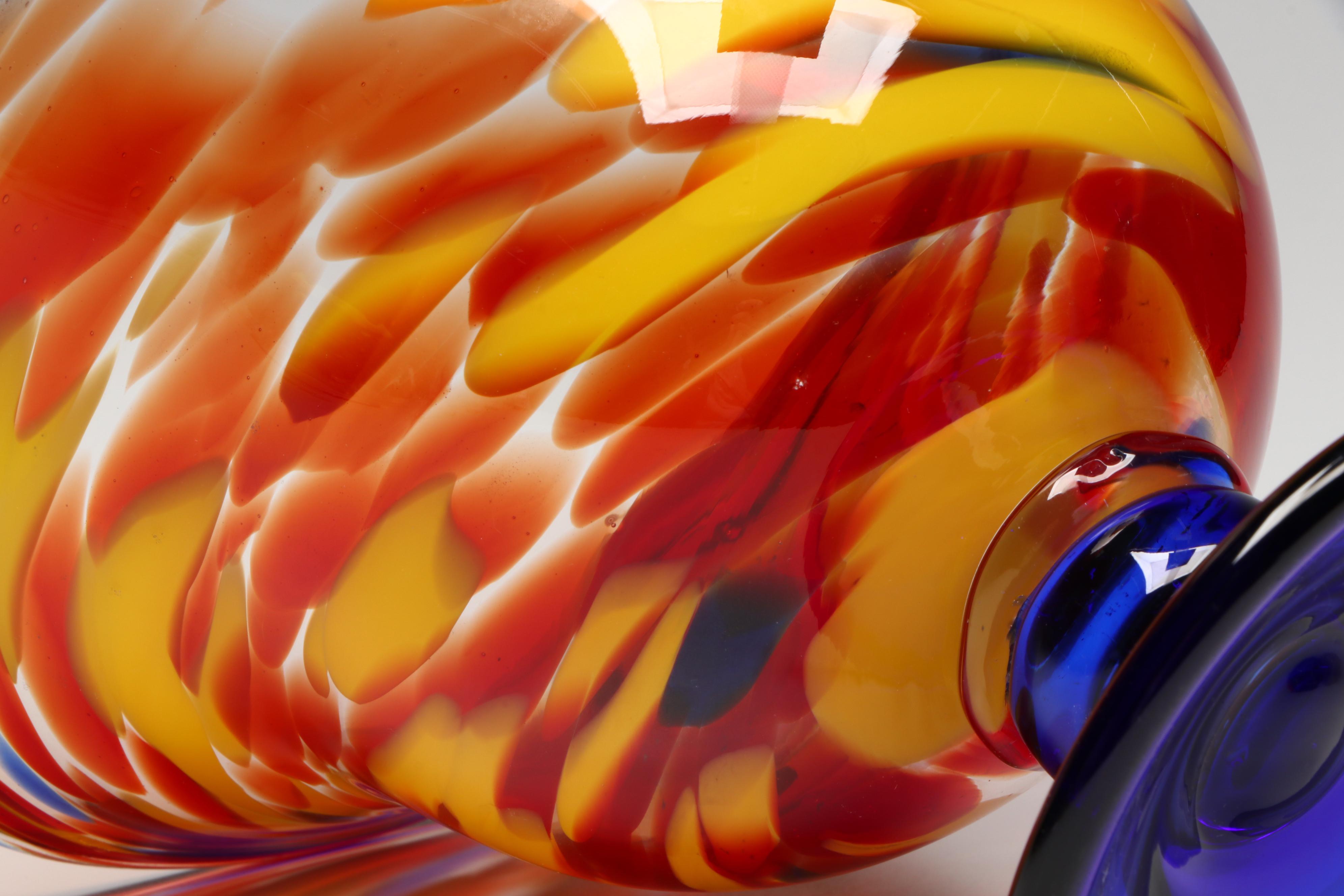 Contemporary Footed Art Glass Bowl