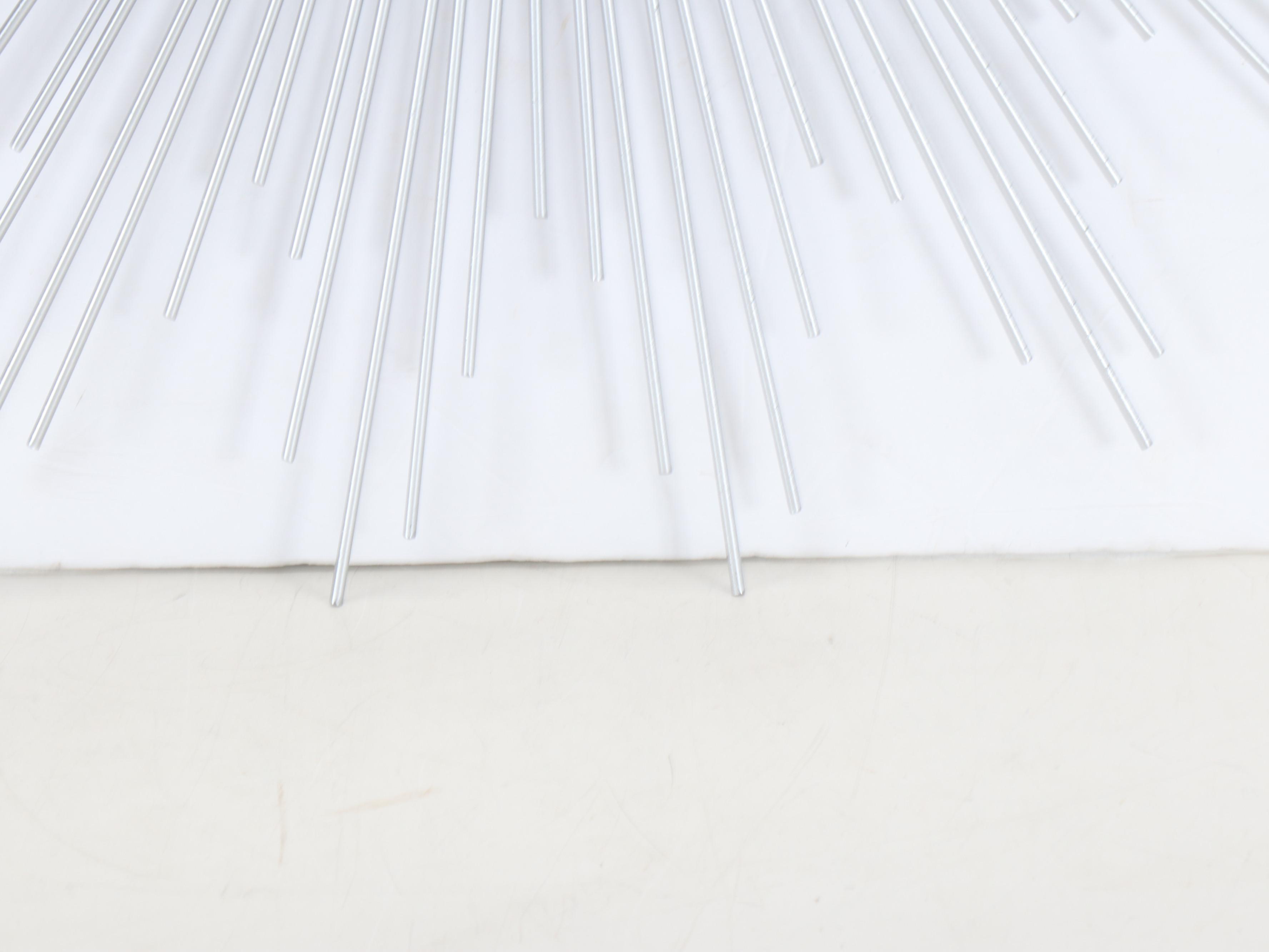 Contemporary Silver Tone Metal Sunburst Wall Mirror