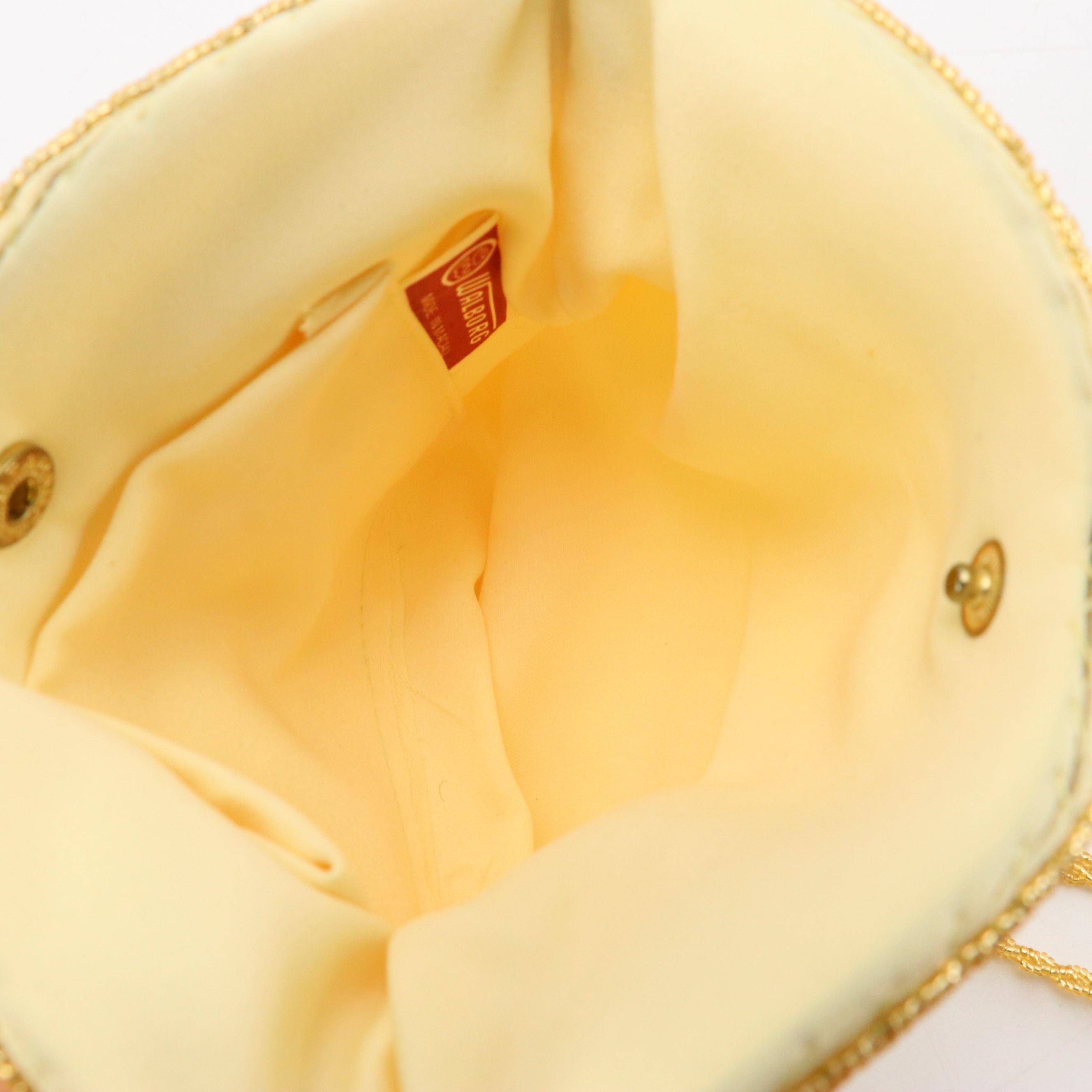 Walborg Vintage Evening Bag in Gold Bead Embellished Cotton