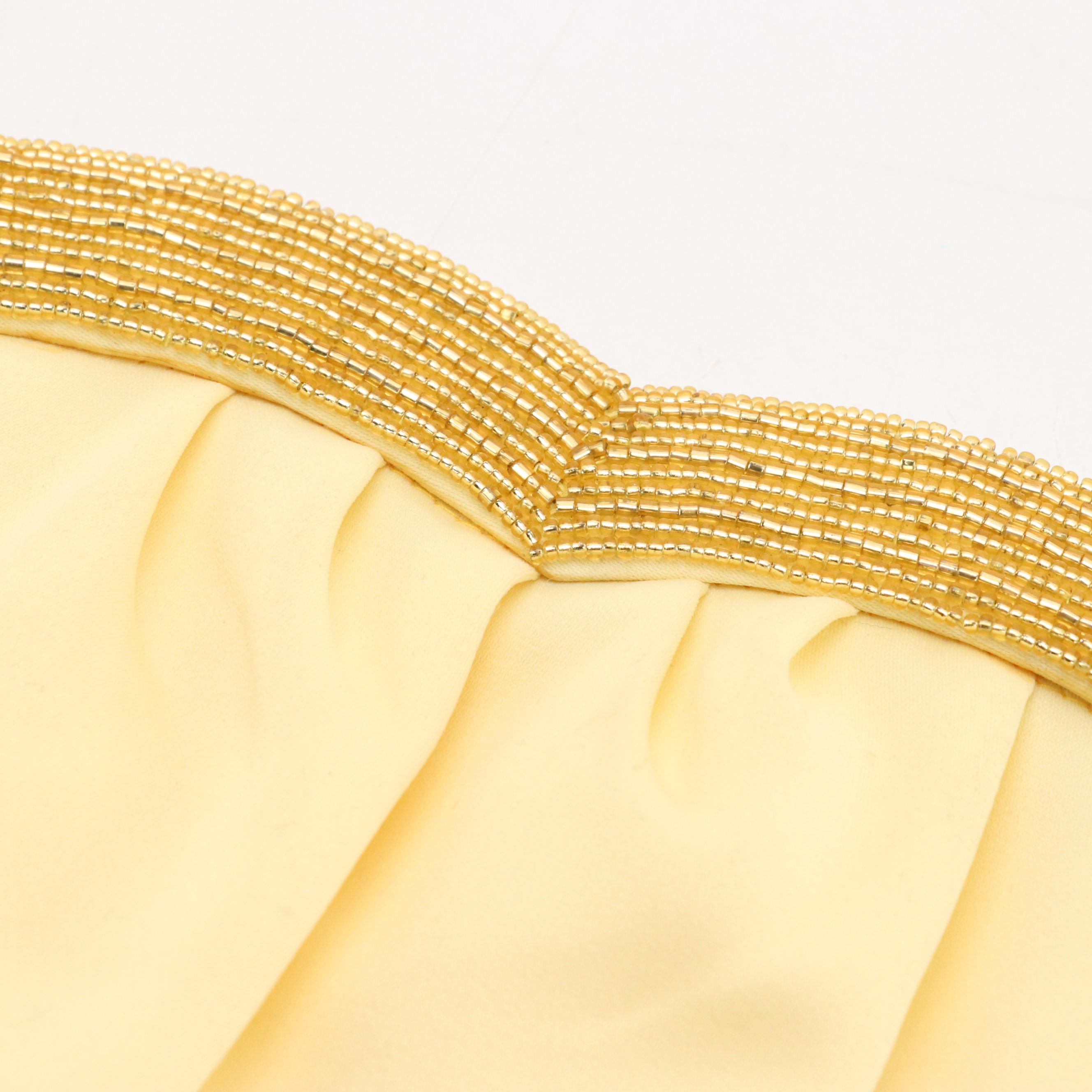 Walborg Vintage Evening Bag in Gold Bead Embellished Cotton