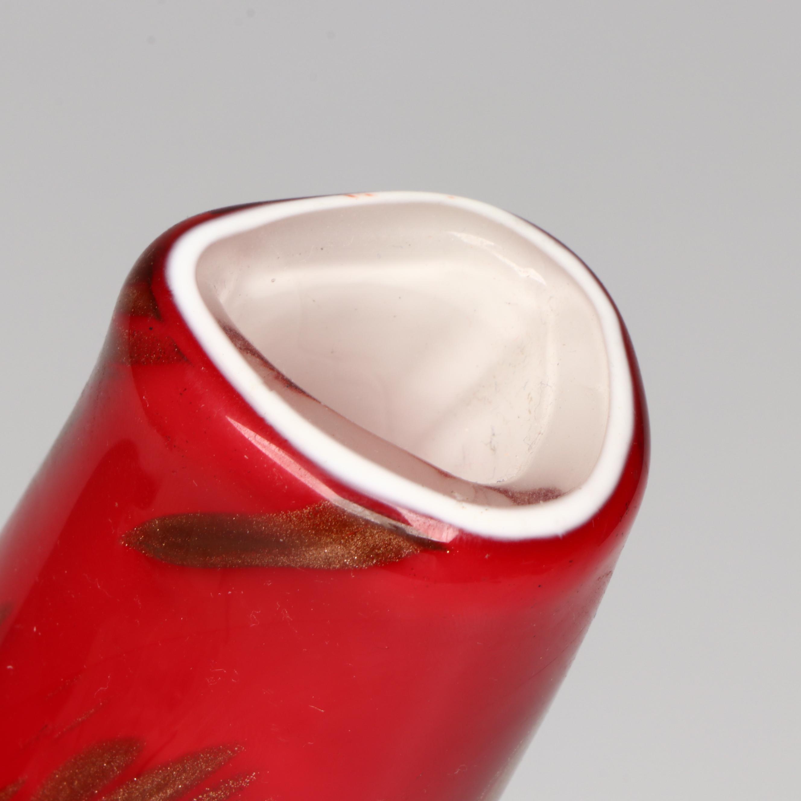 Mid Century Modern Style Cased Glass Vase with Gilt Accents, Mid to Late 20th C