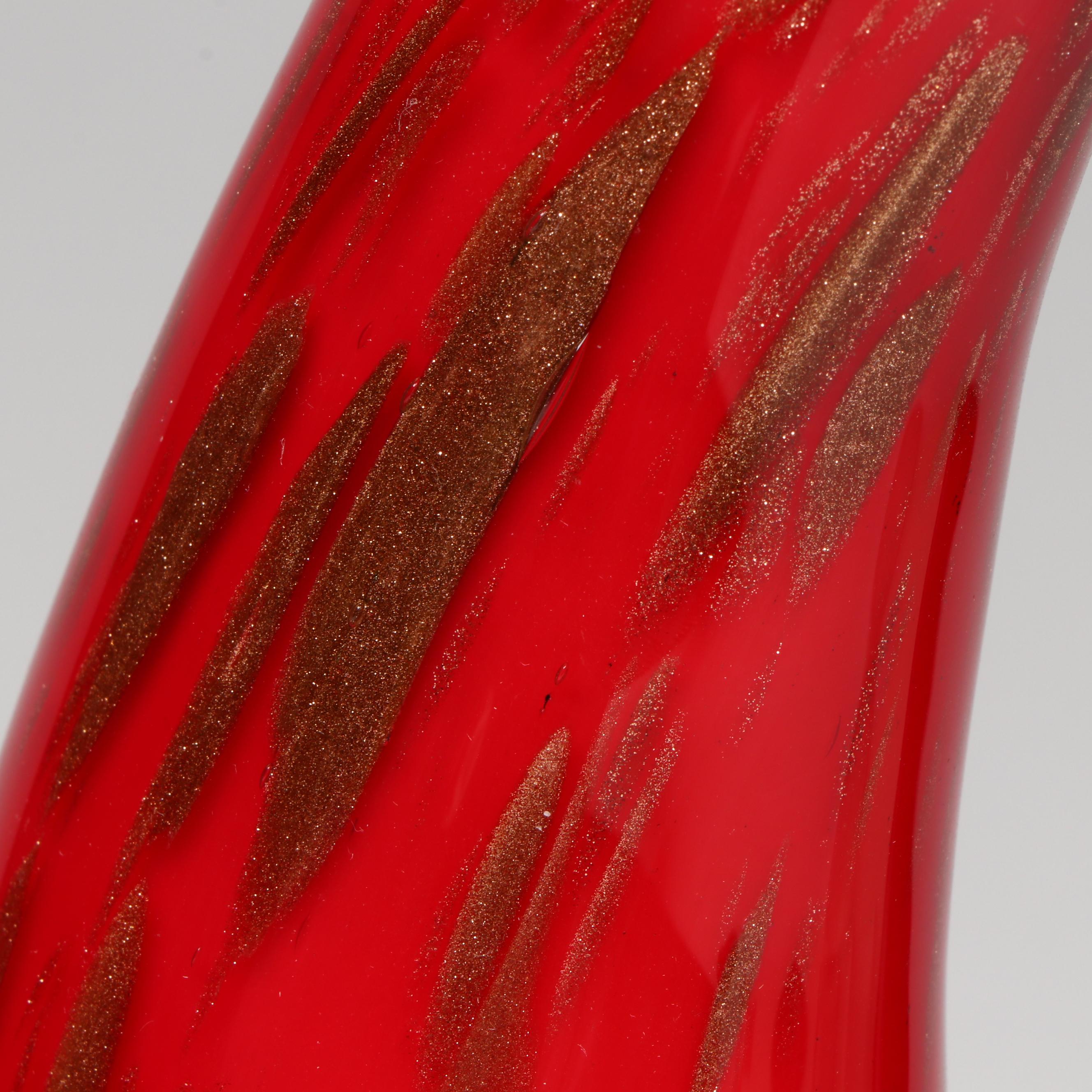 Mid Century Modern Style Cased Glass Vase with Gilt Accents, Mid to Late 20th C