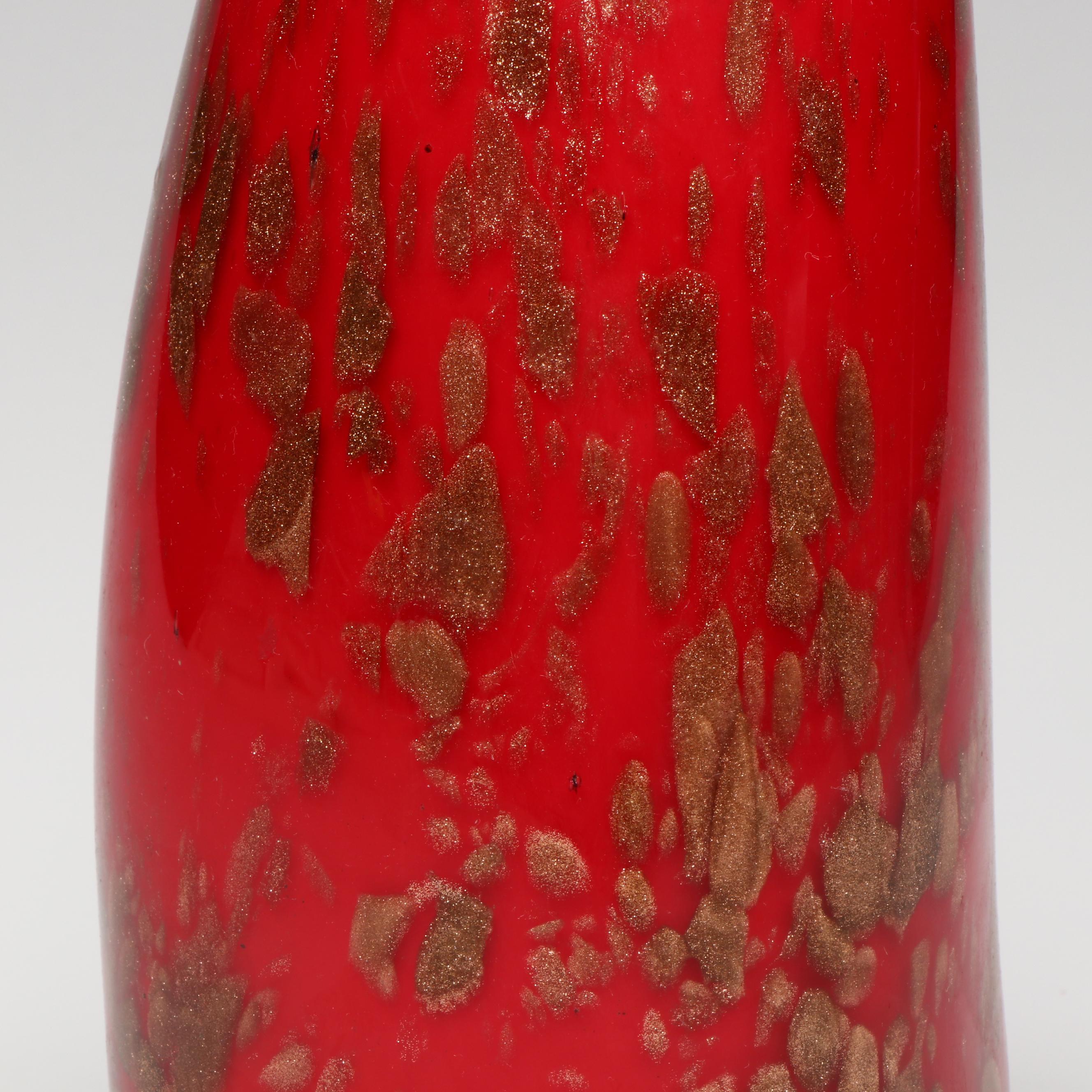 Mid Century Modern Style Cased Glass Vase with Gilt Accents, Mid to Late 20th C