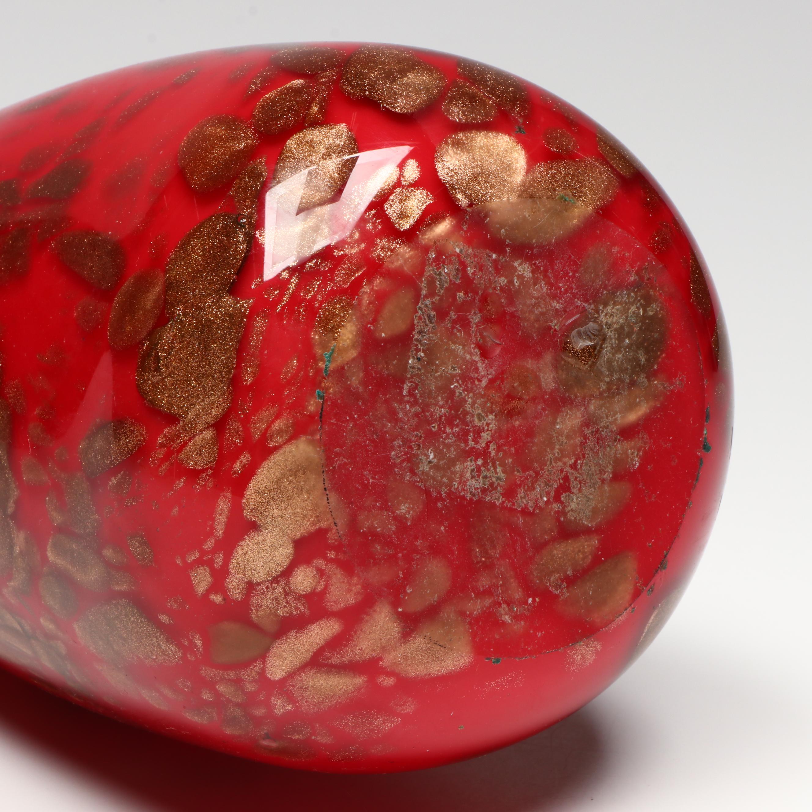 Mid Century Modern Style Cased Glass Vase with Gilt Accents, Mid to Late 20th C