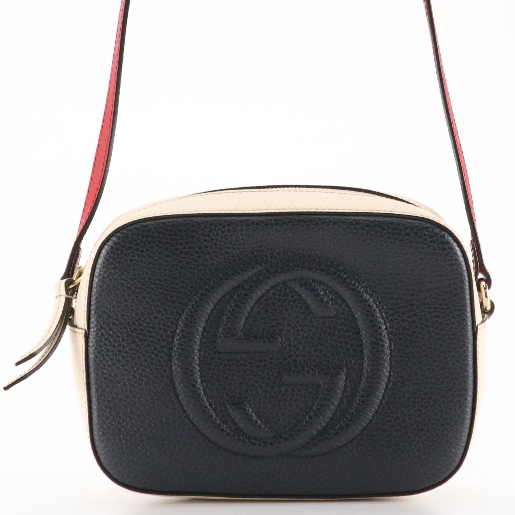 Gucci Soho Disco Crossbody Bag in Red, White and Blue Grained Leather