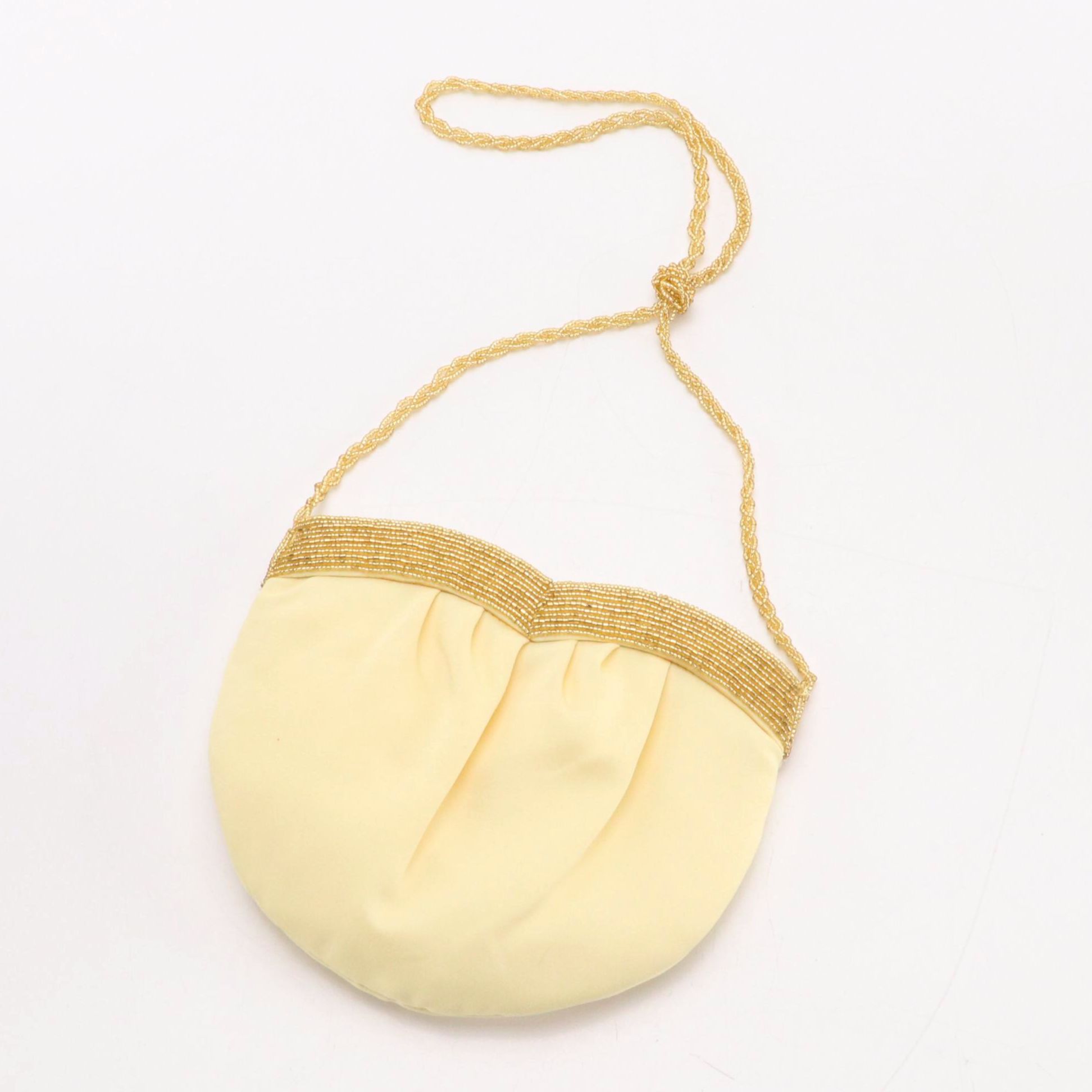 Walborg Vintage Evening Bag in Gold Bead Embellished Cotton