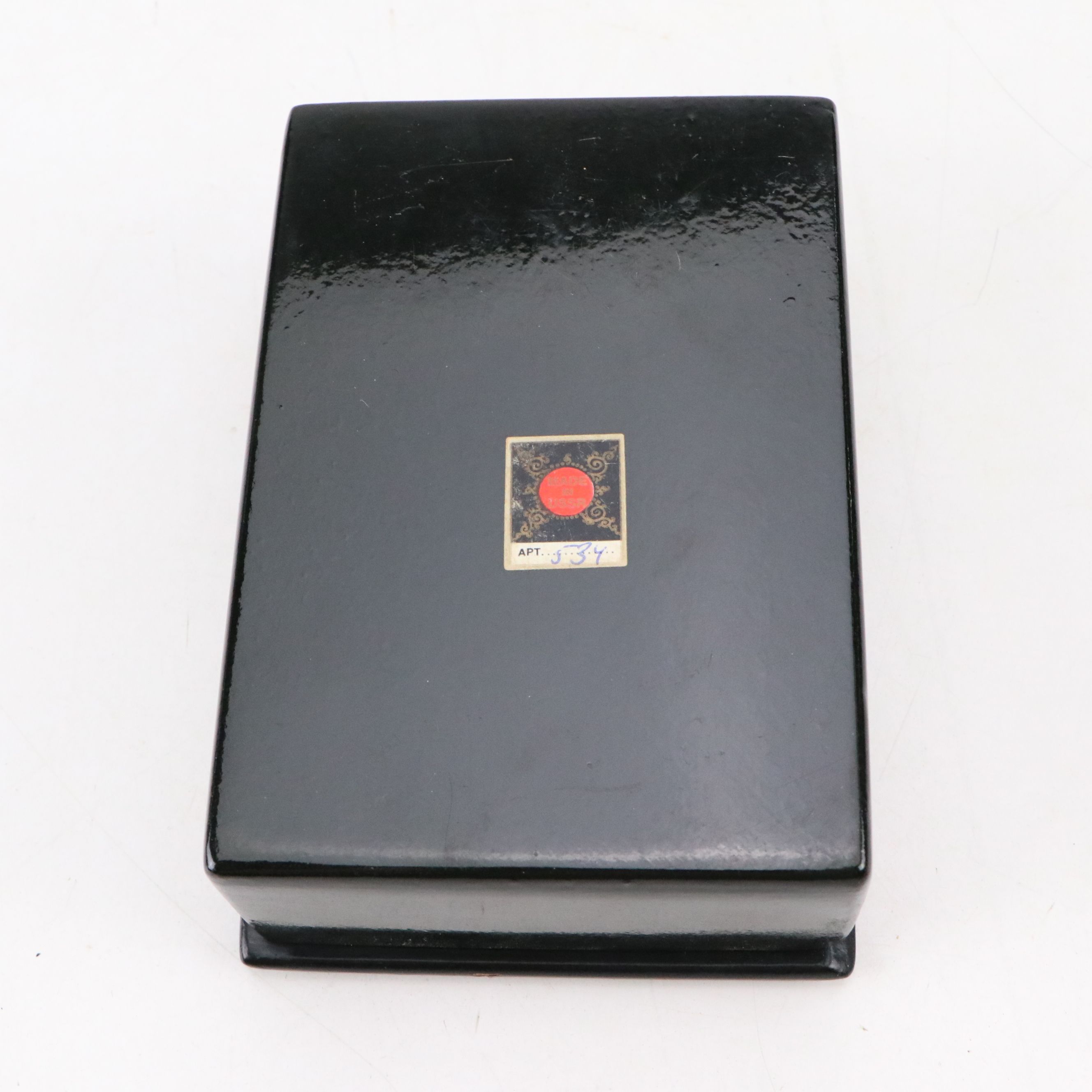 Hand-Painted Russian Lacquered Box with Omar Khayyam Poetry Book and Snuff Box