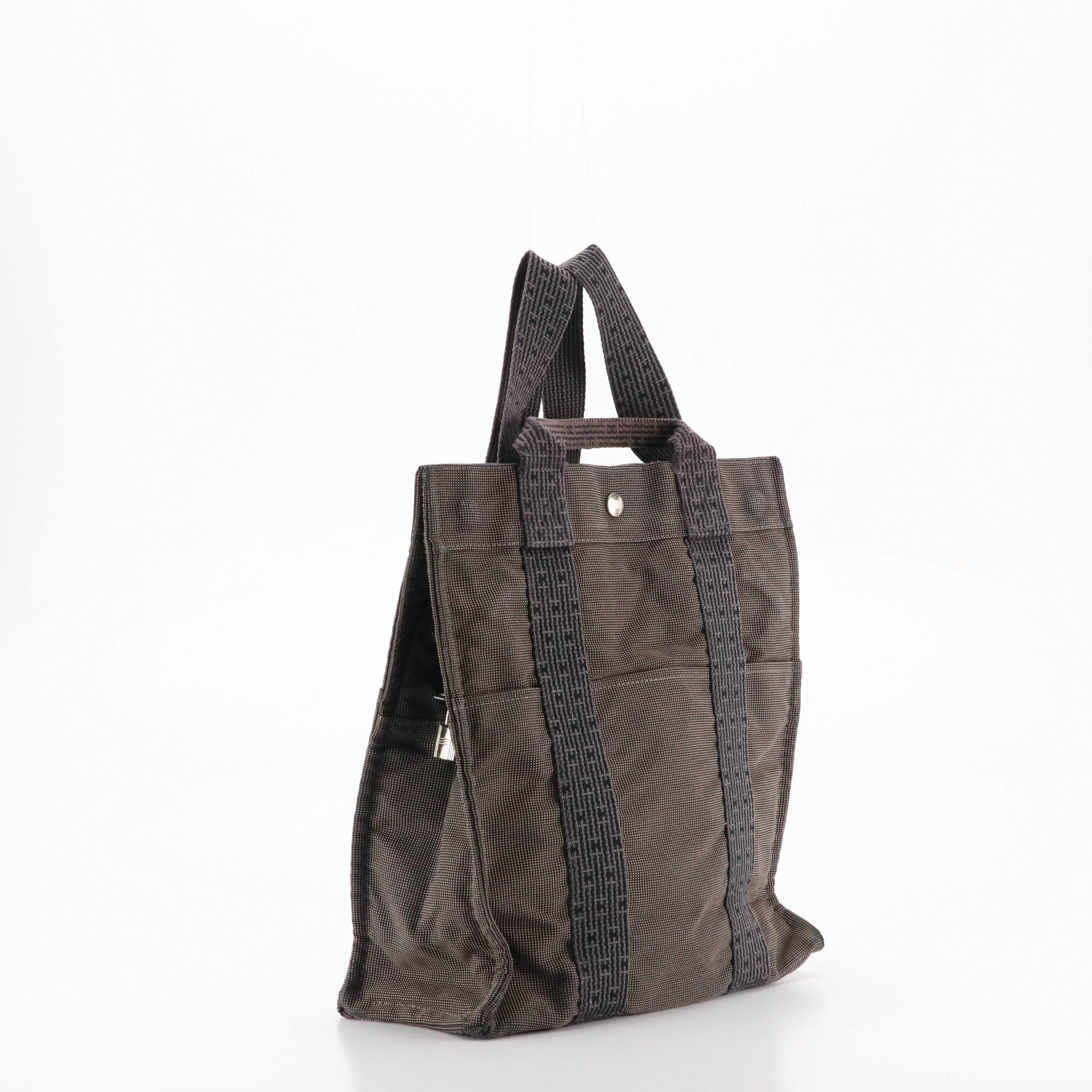 Hermès Herline Backpack Tote in Grey Nylon Canvas