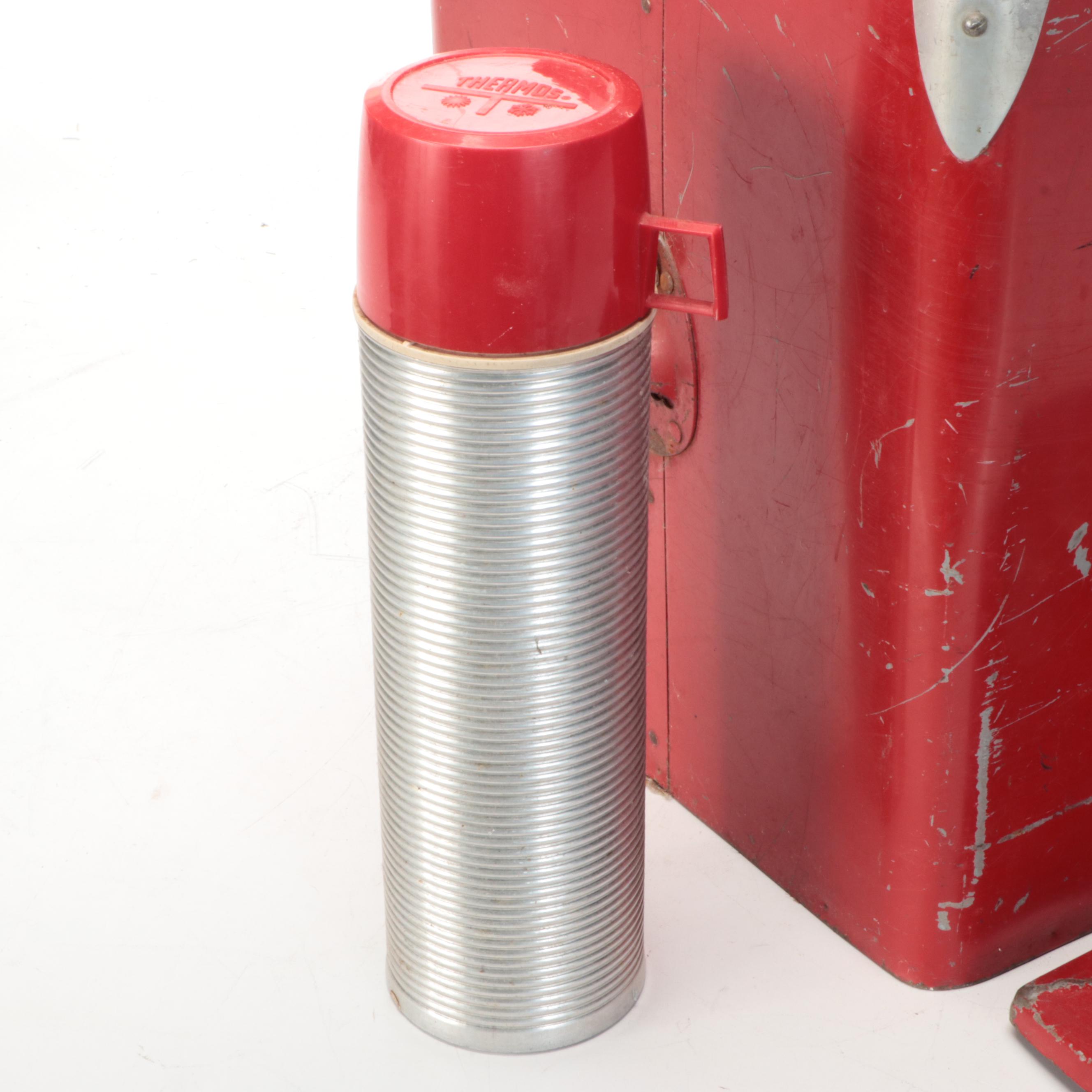 Vintage Red Metal Cooler