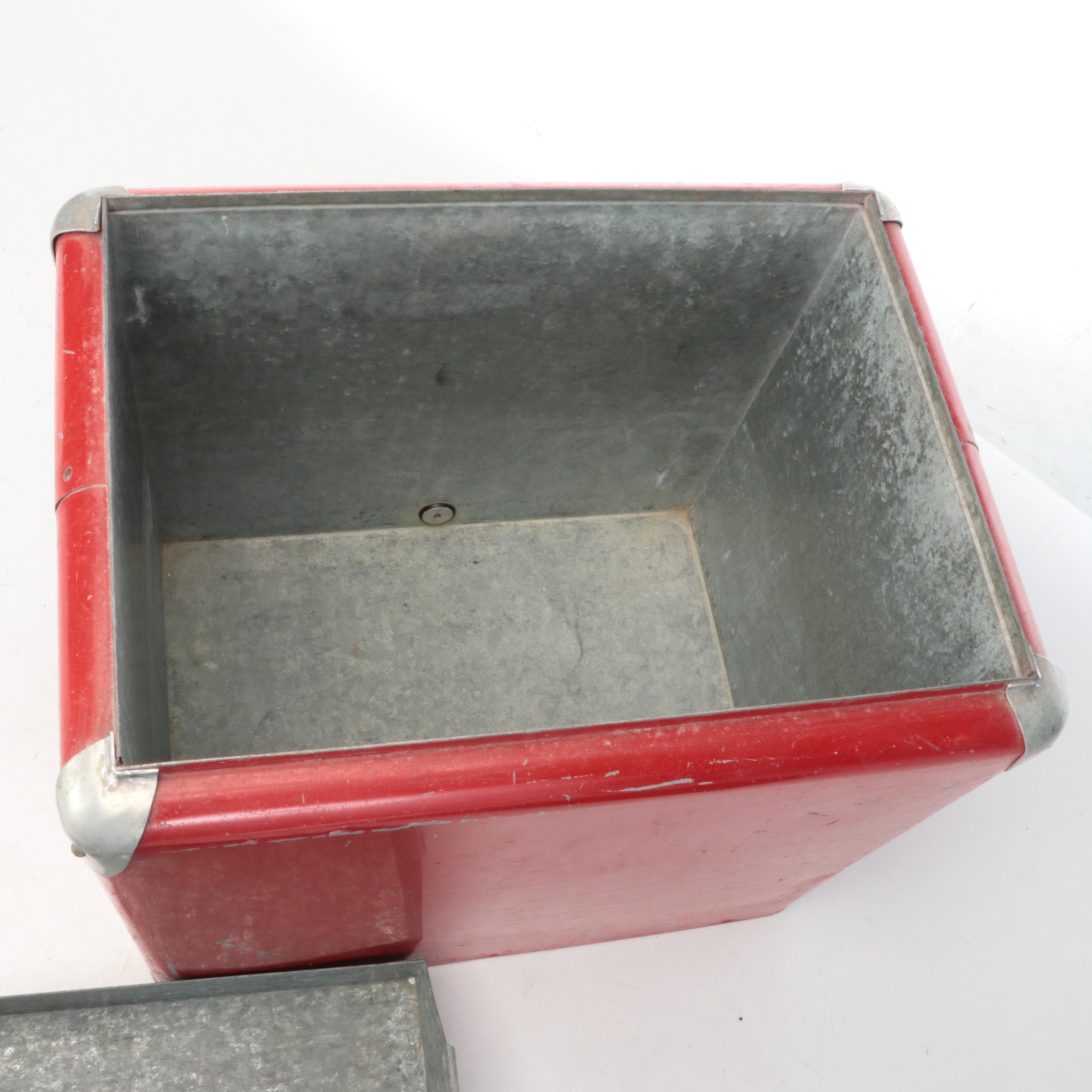 Vintage Red Metal Cooler