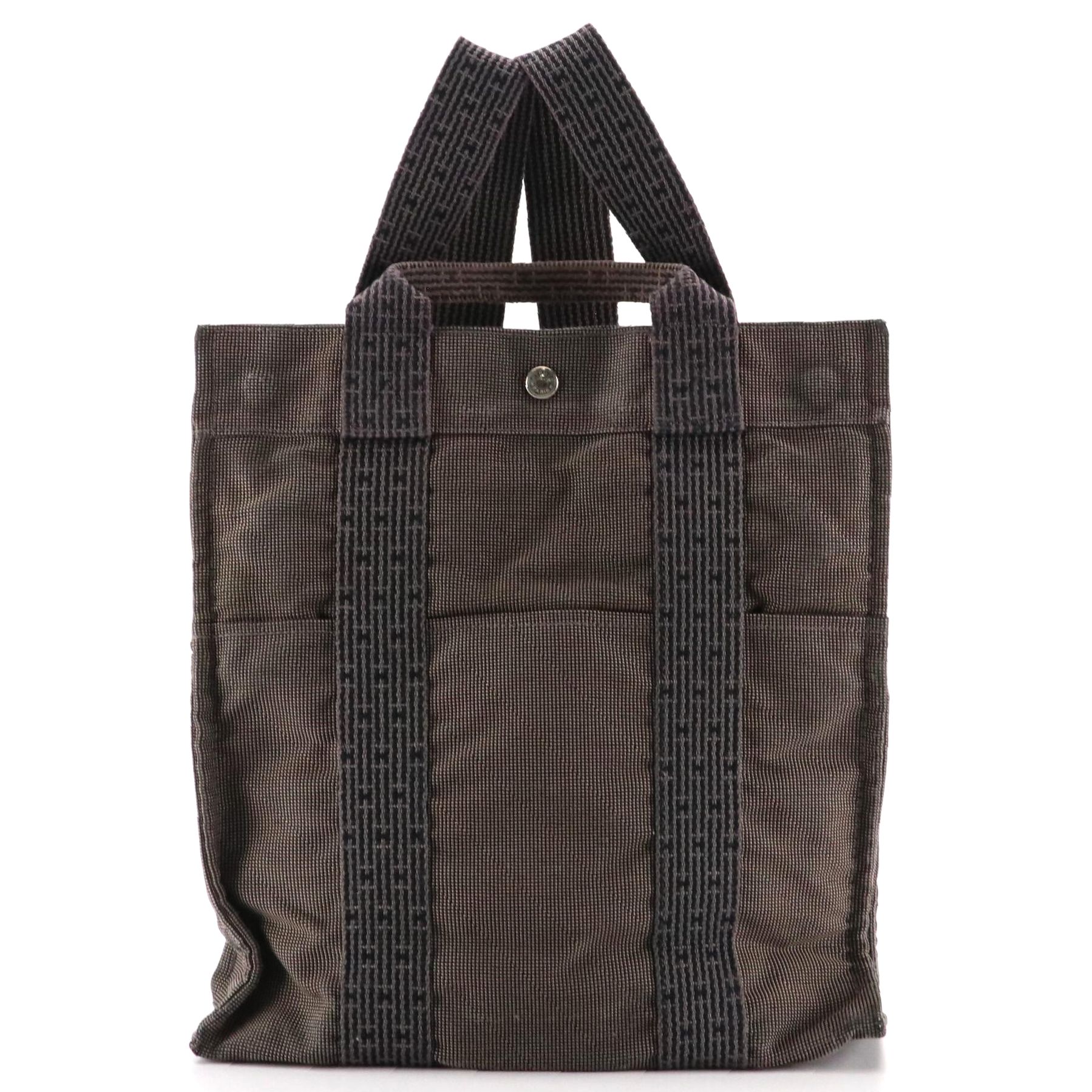 Hermès Herline Backpack Tote in Grey Nylon Canvas