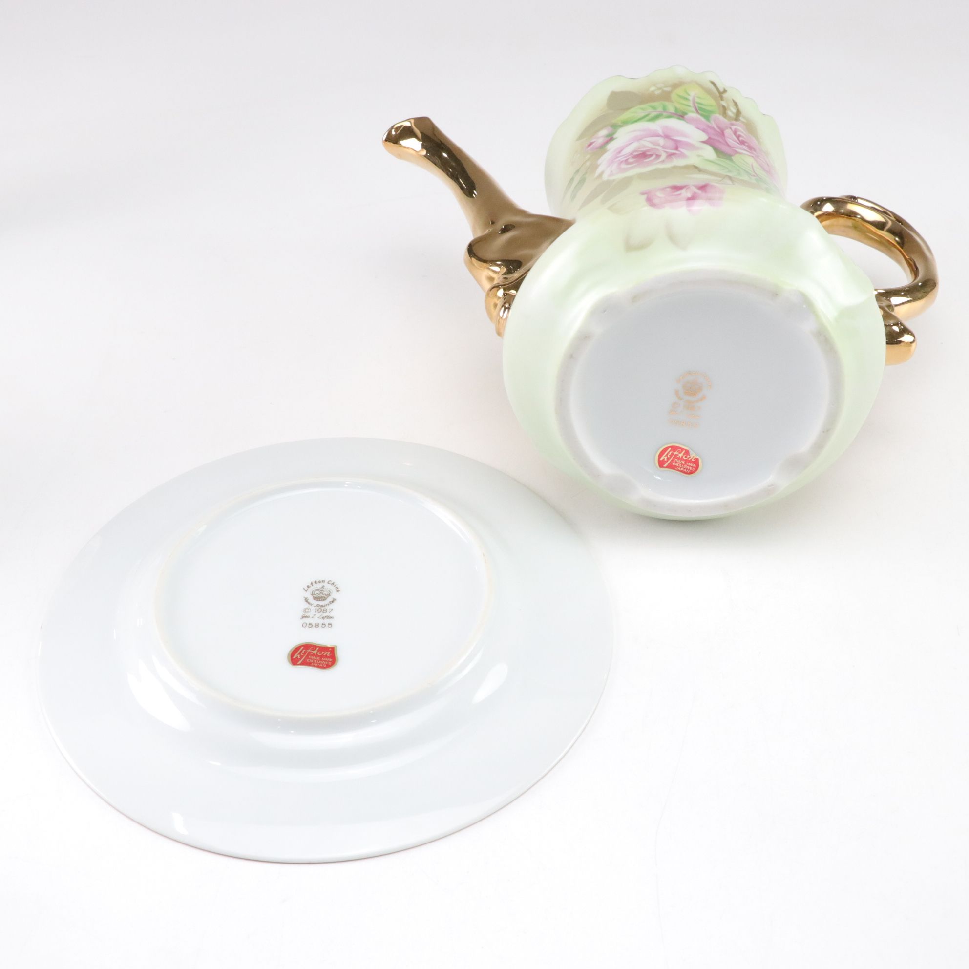 Lefton "Heritage Green" Coffee Pot with Cups, Saucers & More